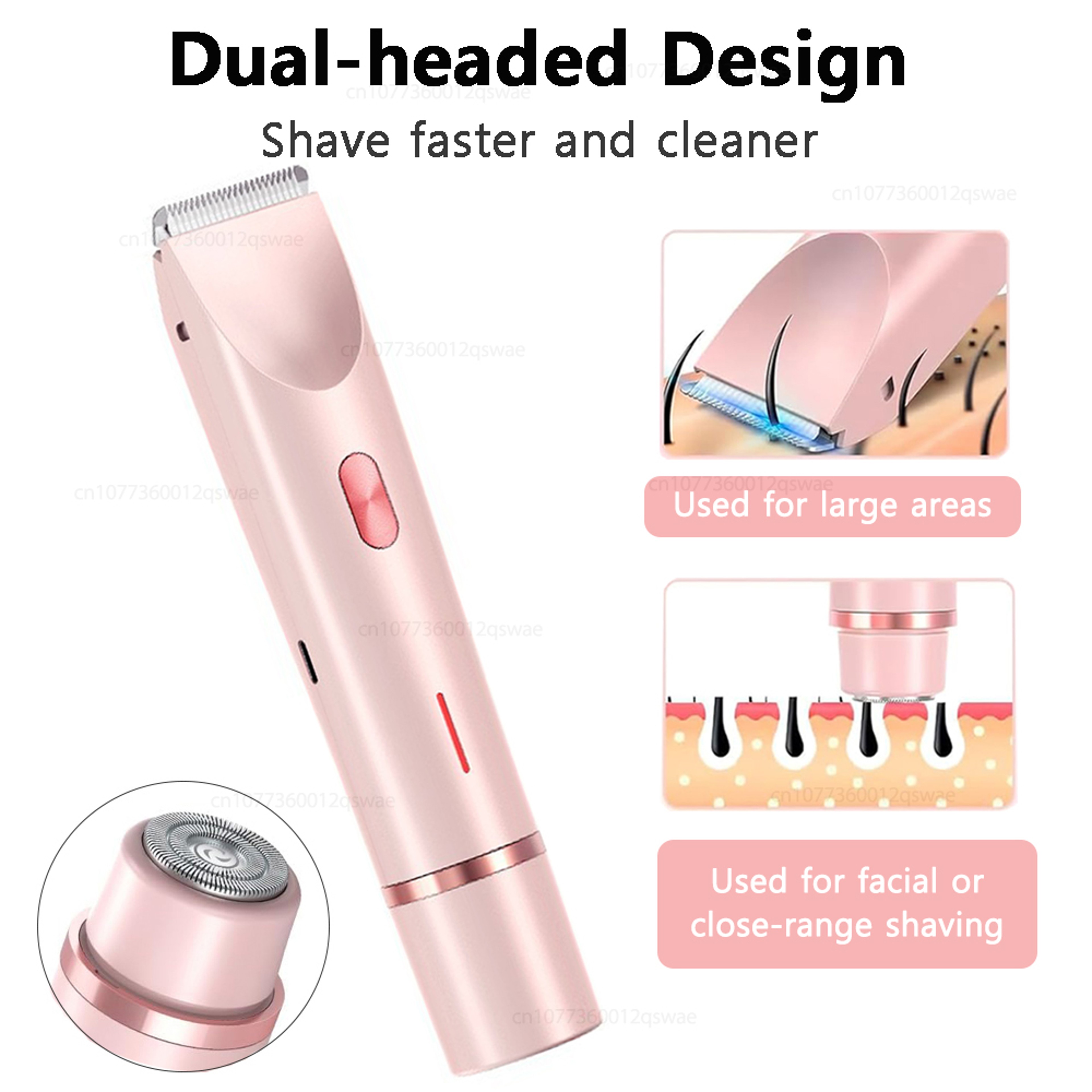 Rechargeable Women Electric Shaver For Bikini Legs  Underarms With Detachable Head 2