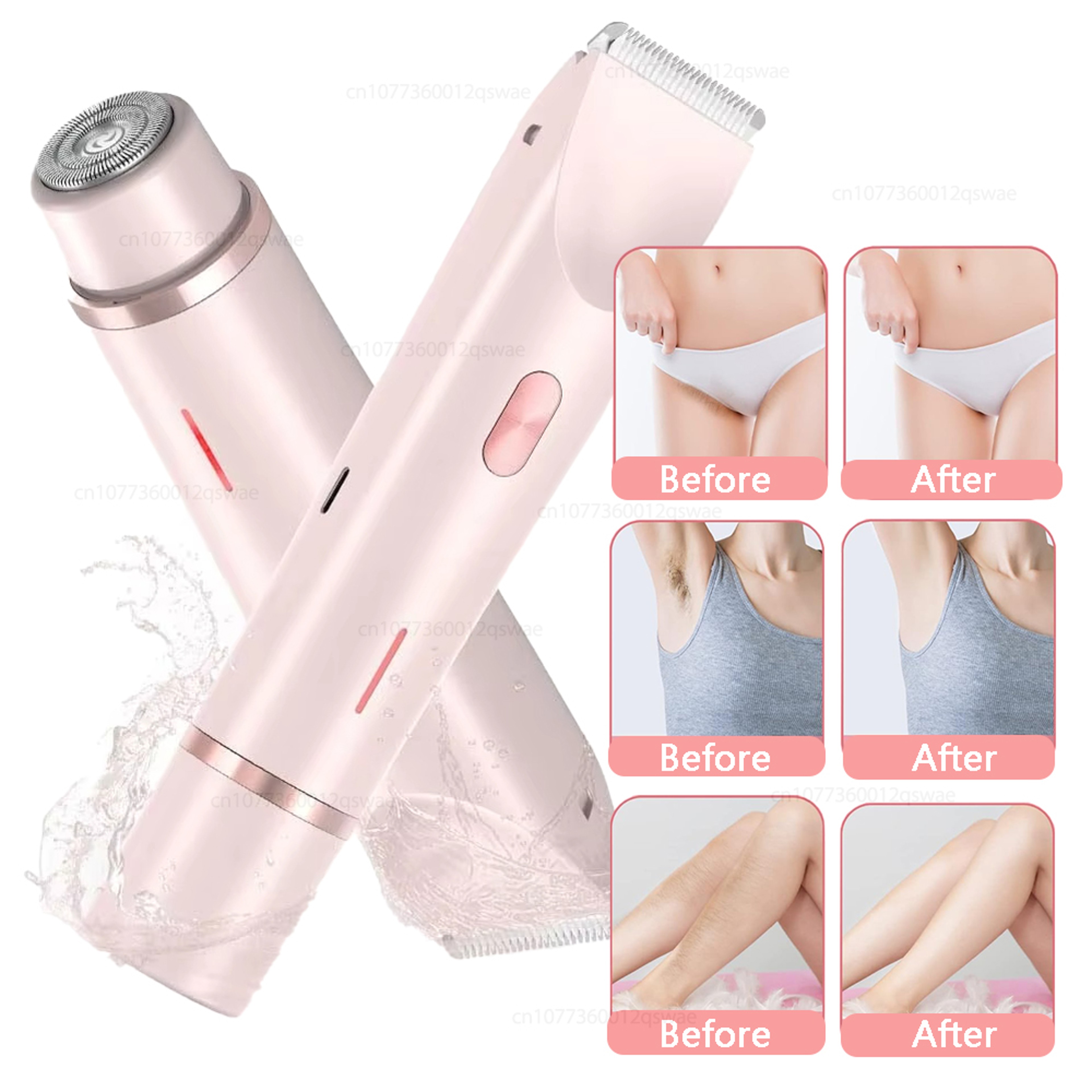 Rechargeable Women Electric Shaver For Bikini Legs  Underarms With Detachable Head 4