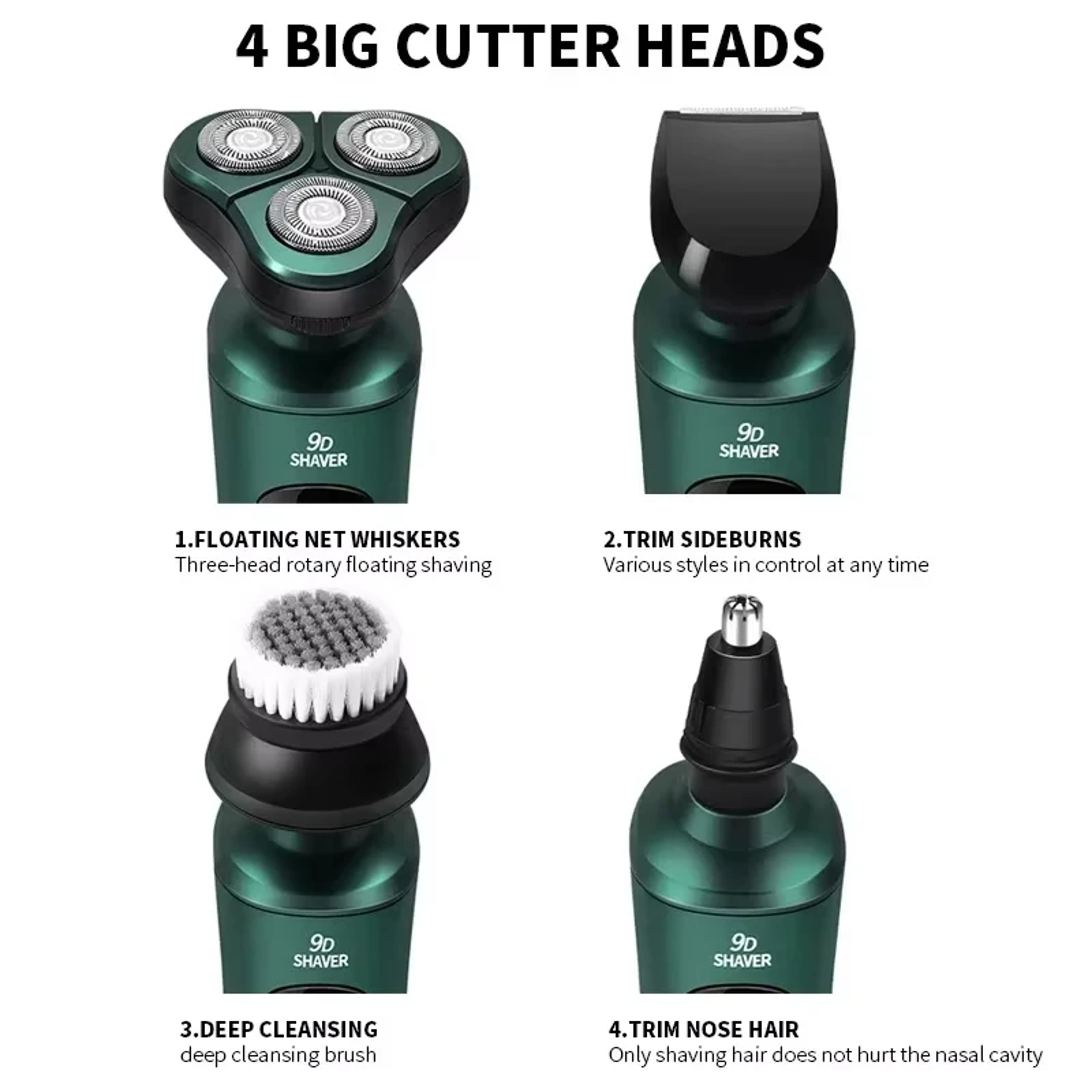 LED Digital Electric Shaver With Floating Heads USB Rechargeable Rotary Razor For Men 4