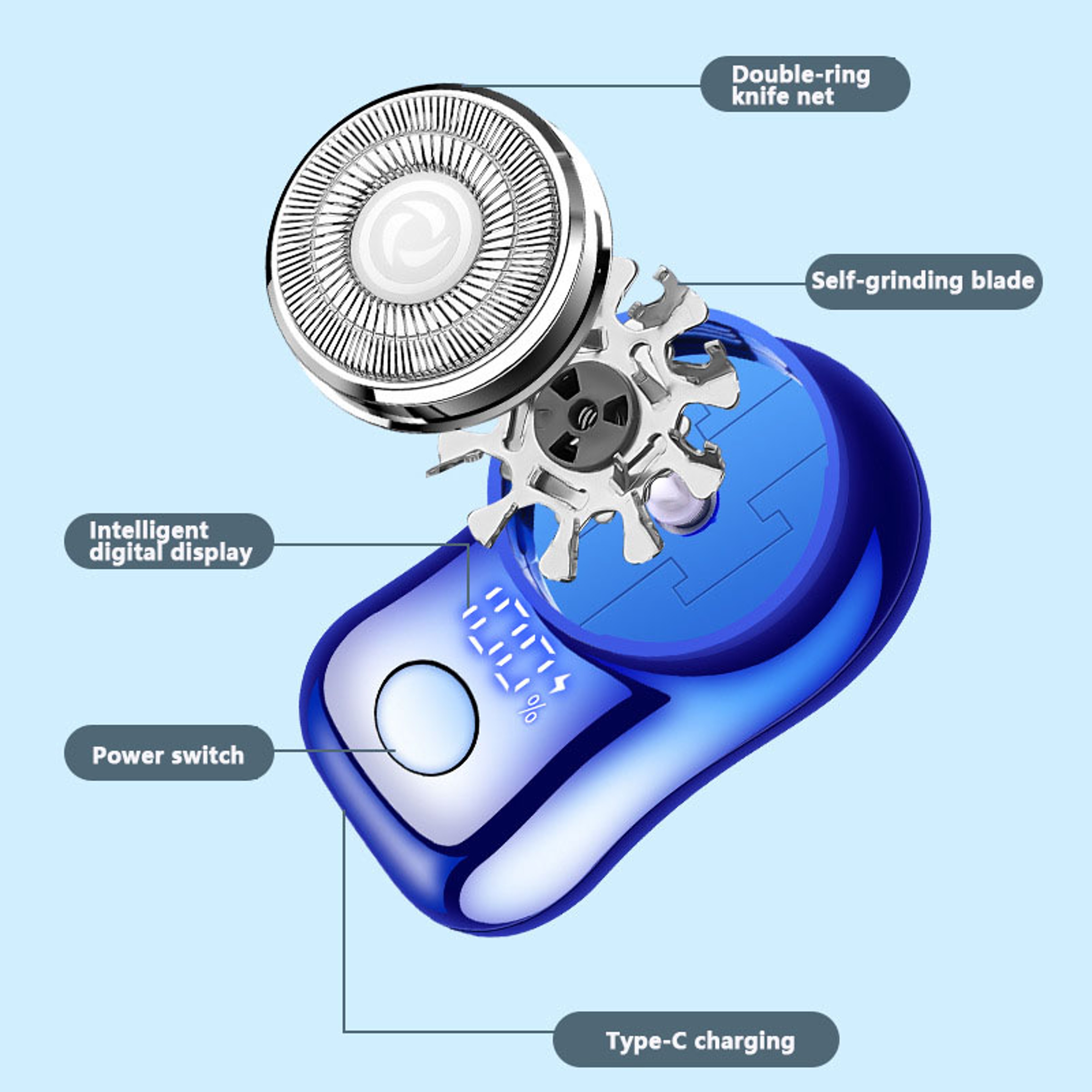 Portable Mini Electric Shaver For Men With Type C Charging  Digital Display Travel Razor 1