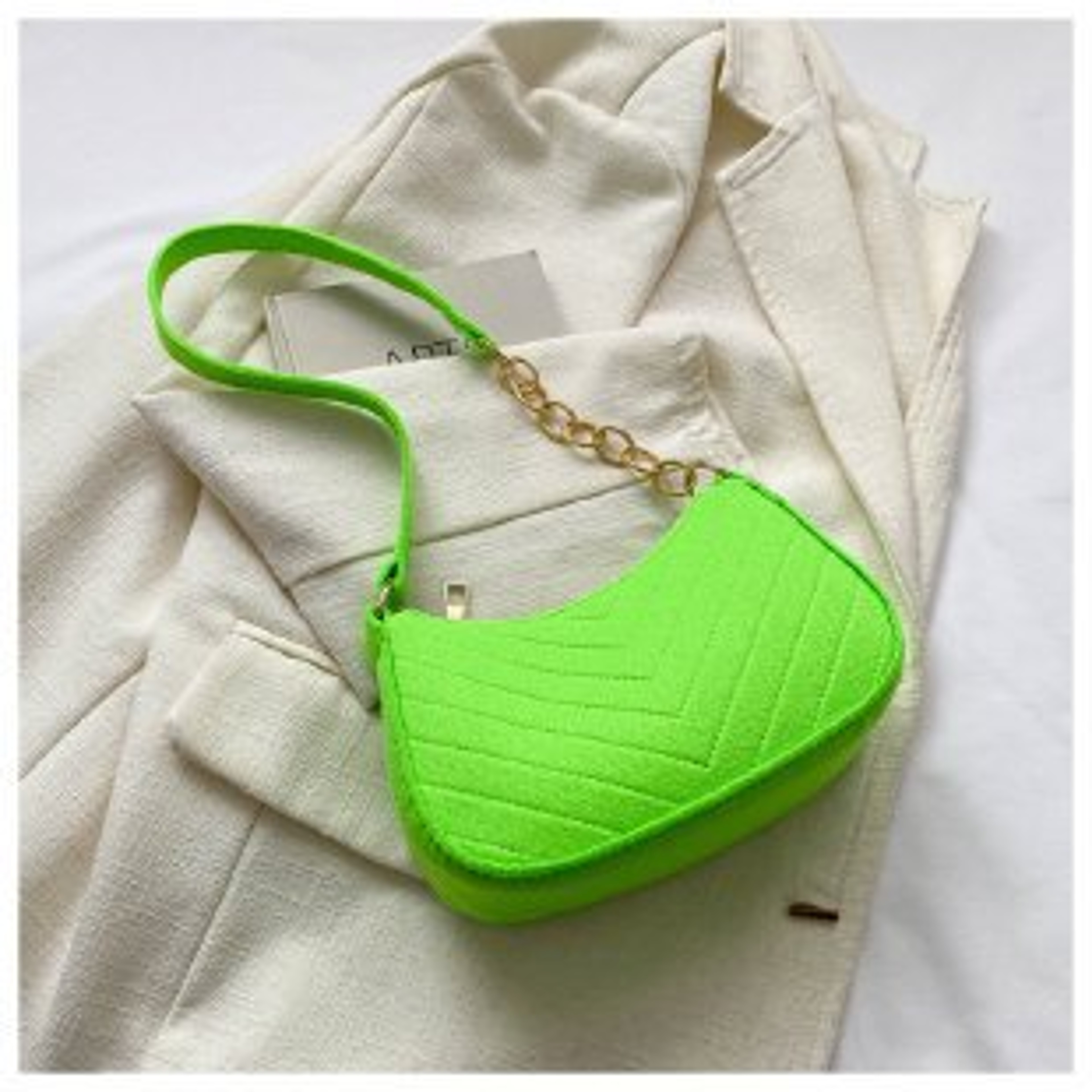 Elegant Mini Shoulder Bag Felt Crescent Handbag For Women With Chain Strap 9