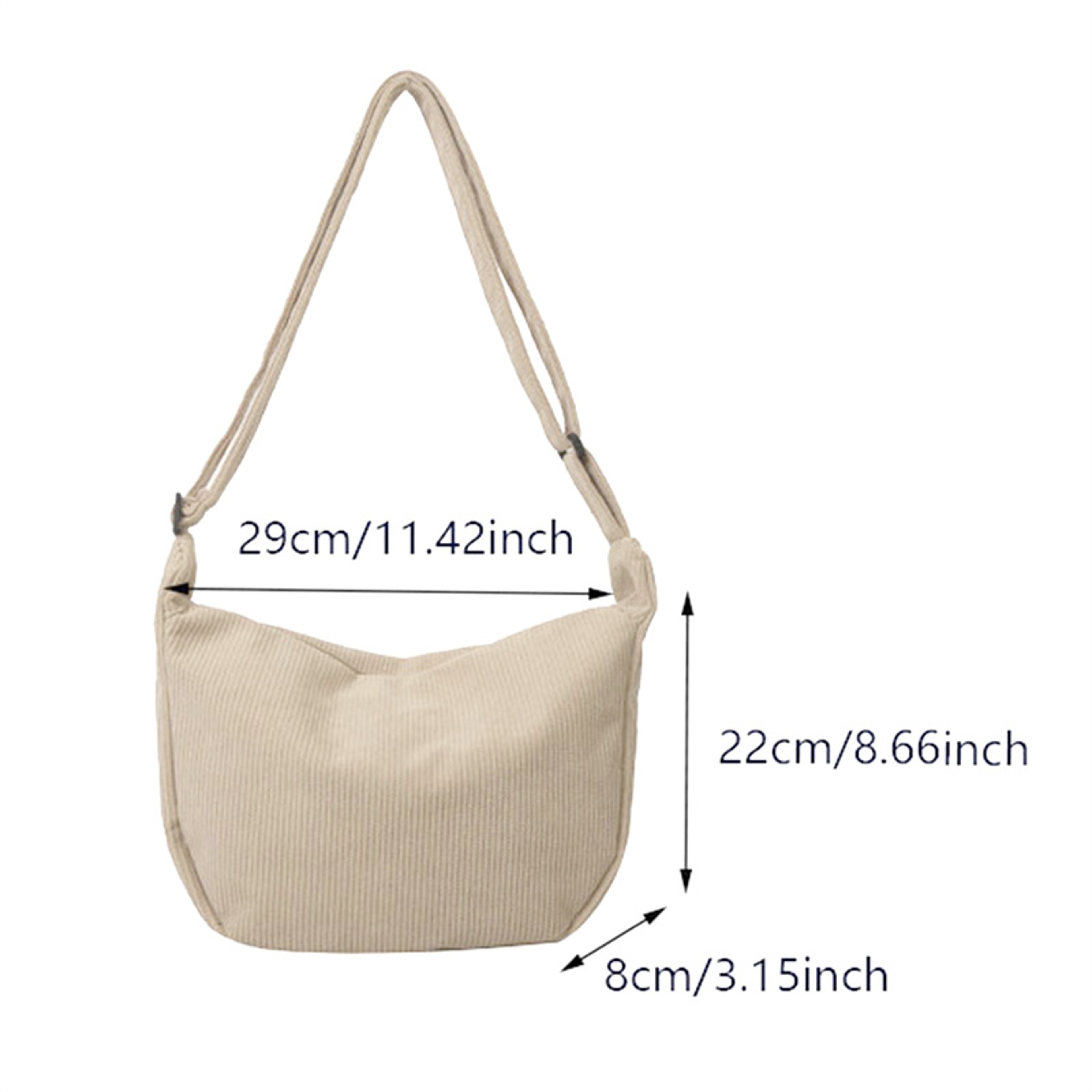 Minimalist Corduroy Shoulder Bag For Women Casual Crossbody Bag With Zipper 2