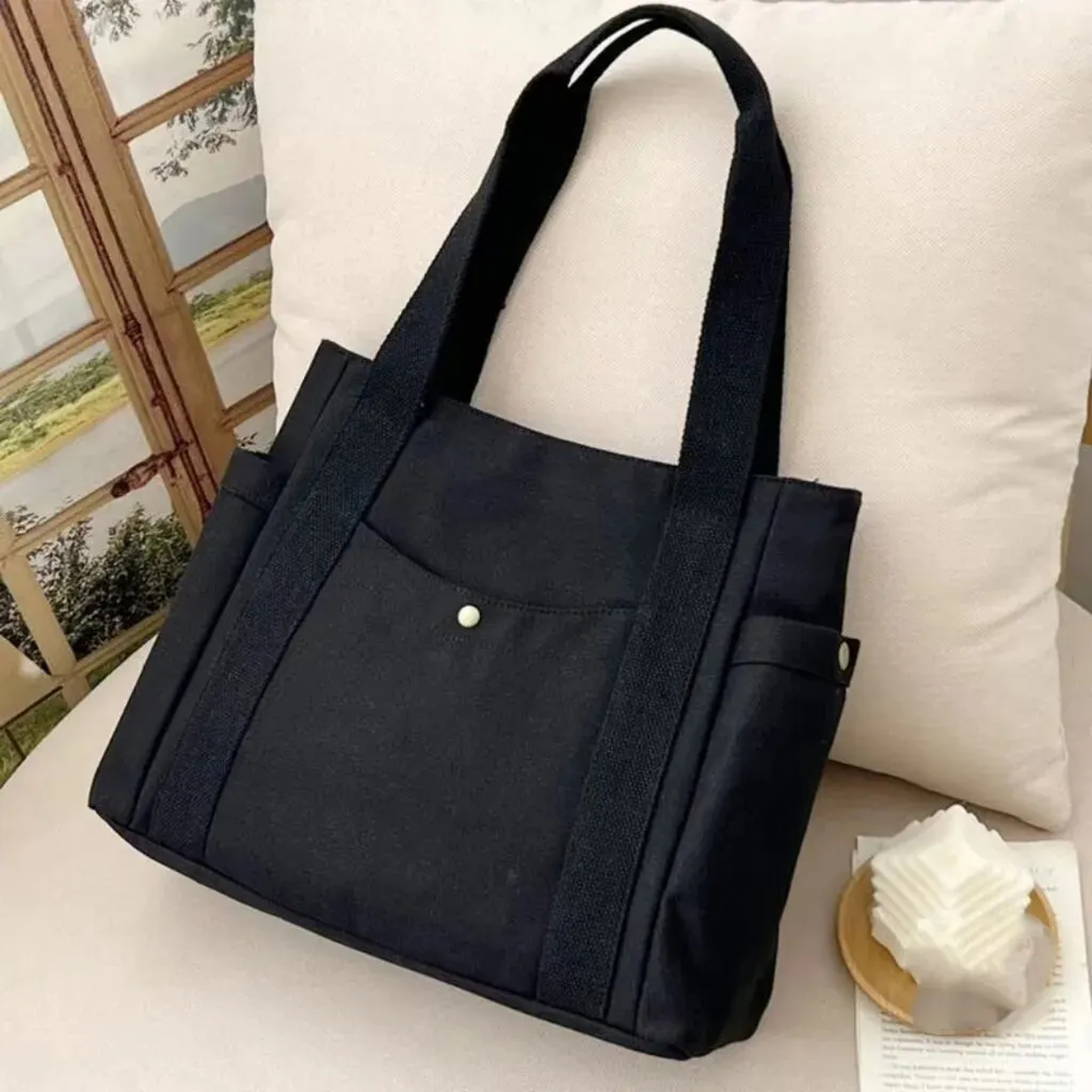 Large Capacity Canvas Tote Bag For Work College  Everyday Commuting 2