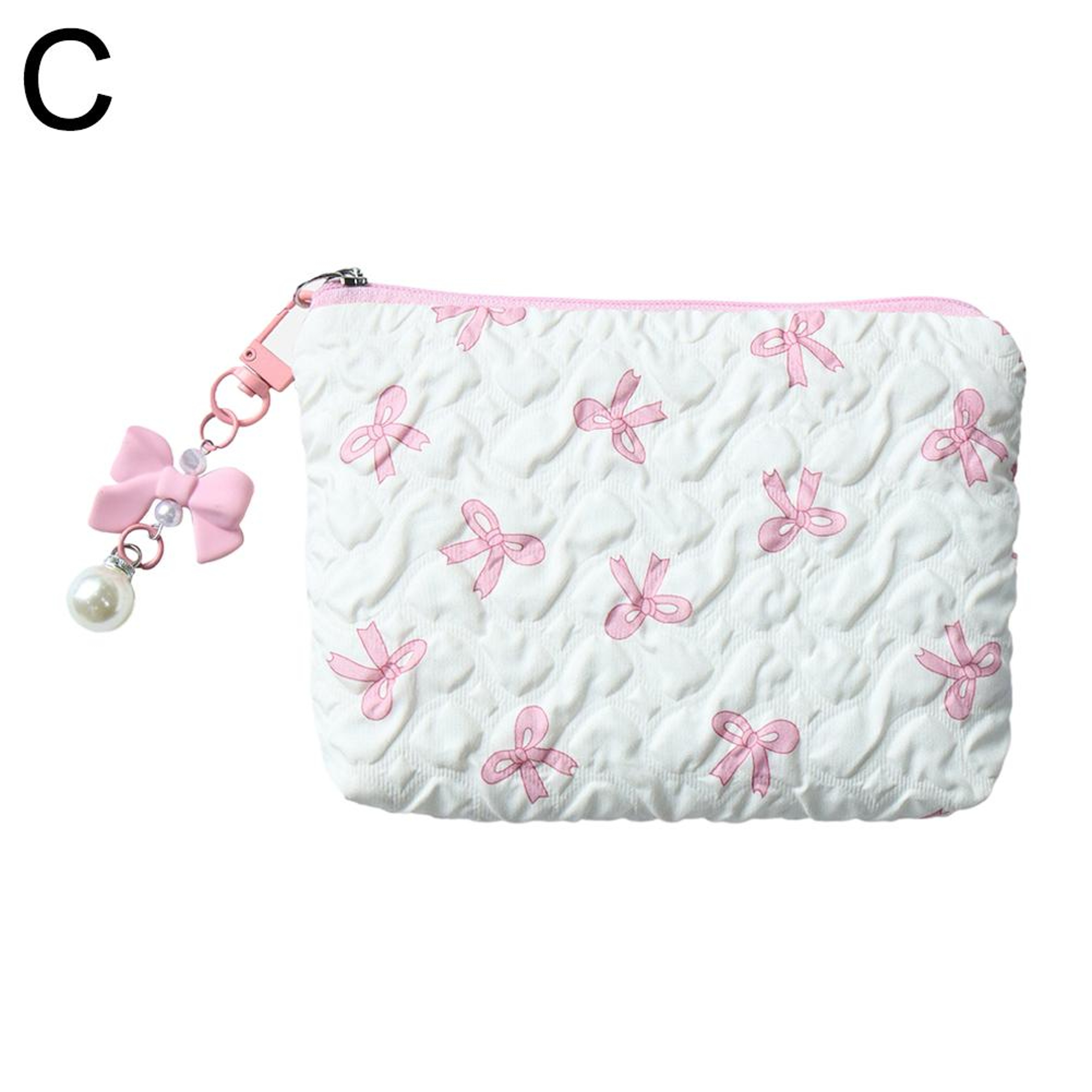 Large Capacity Canvas Makeup Bag With Bow Travel Cosmetic Organizer For Women 6