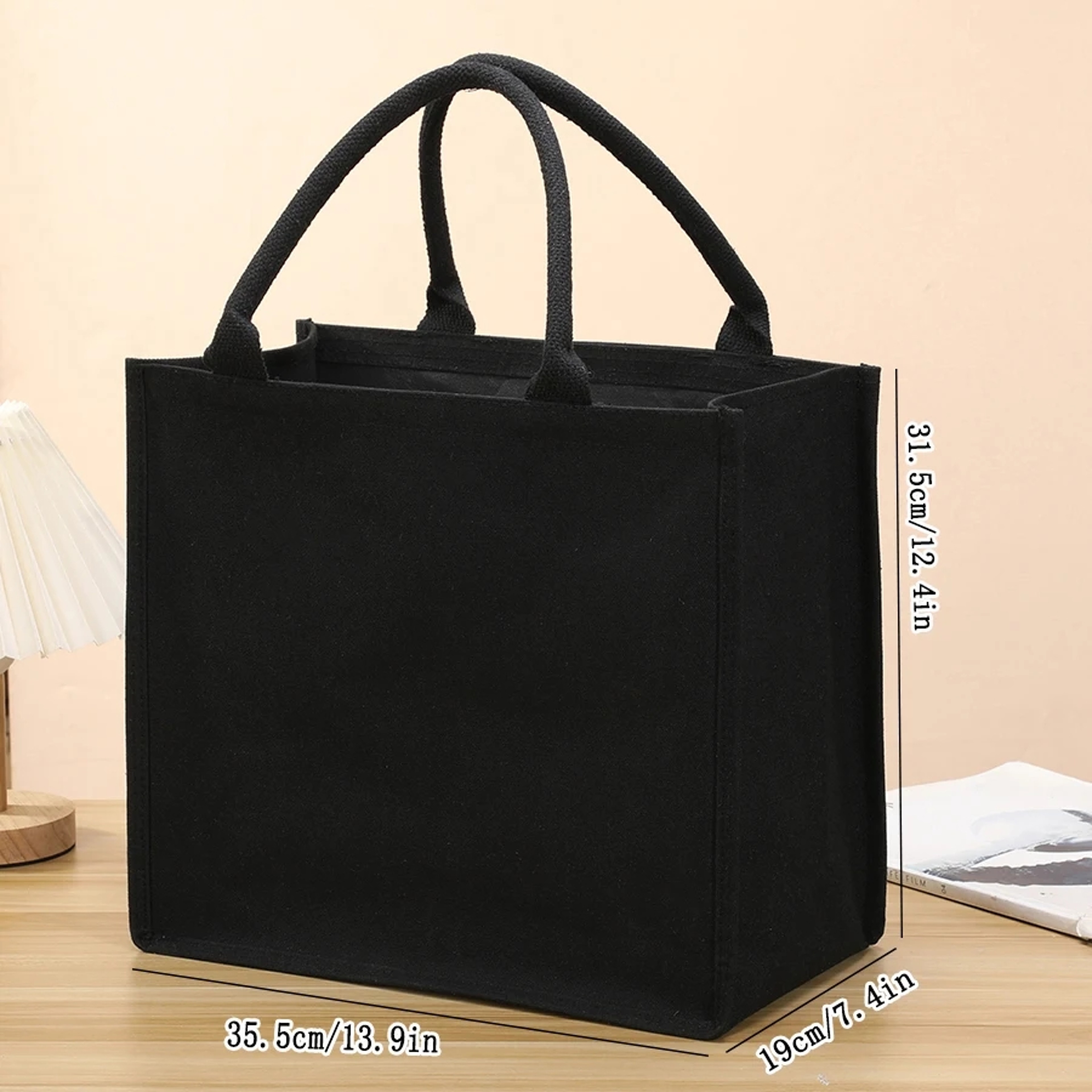 Large Capacity Canvas Tote Bag For Men  Women Thickened Everyday Shopping Handbag 4