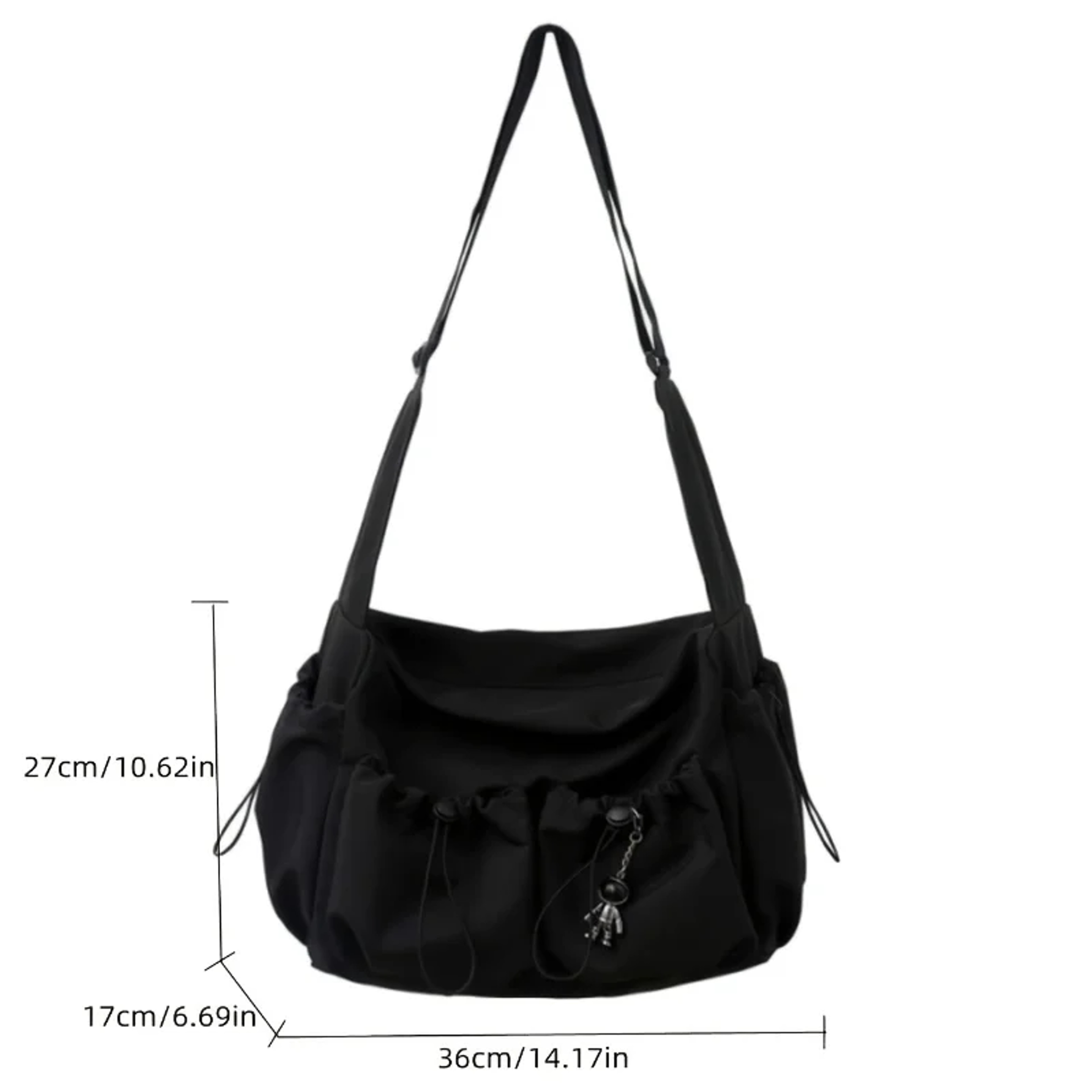 Urban Chic Crossbody Bag with Drawstring Accent Secure Zipper & Stylish Charm for Women – view 3