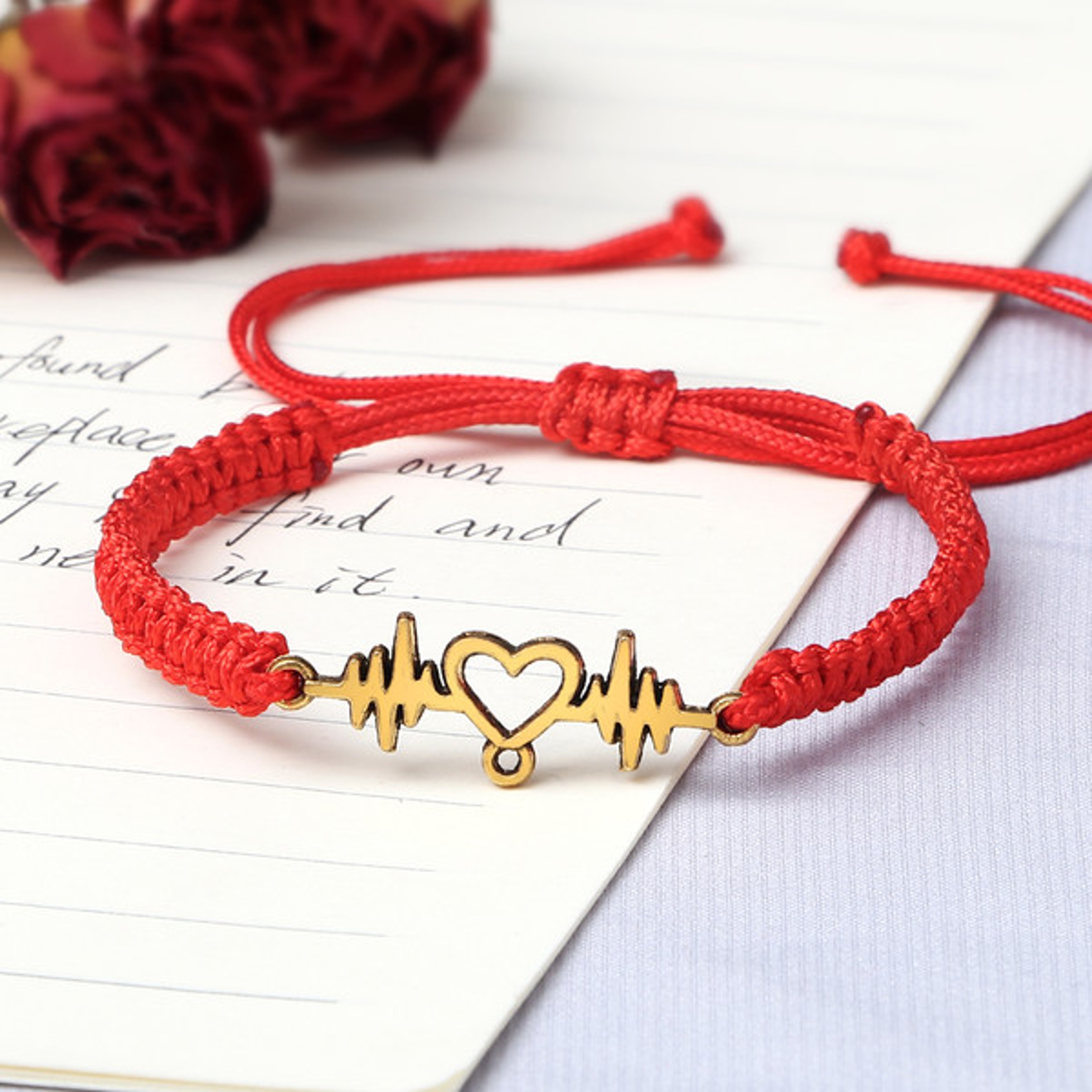 Couples Heartbeat Bracelet with a Heart Shaped Charm (3).jpg