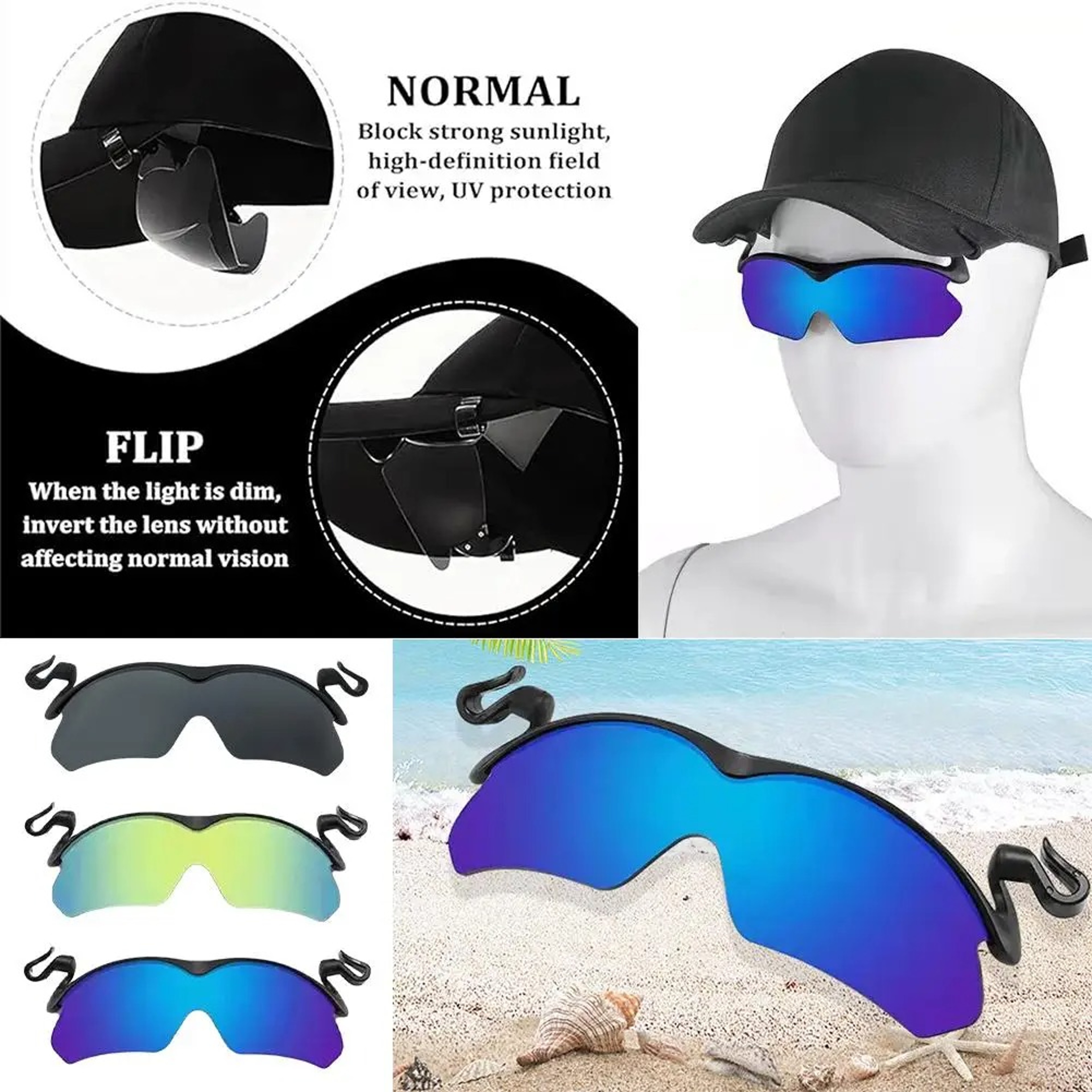 New Polarized Clip Cap Sunglasses 8