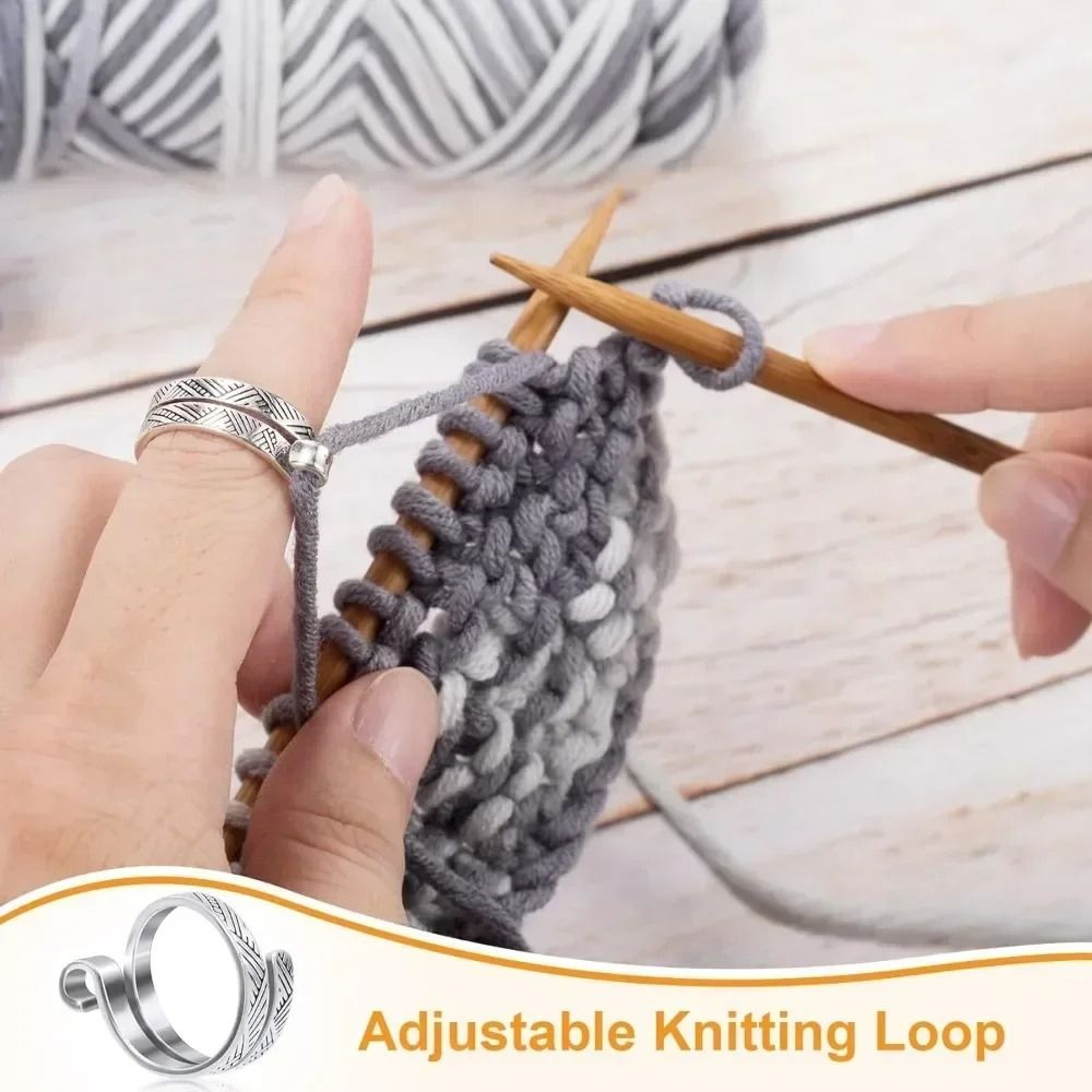 Cute Adjustable Cat Crochet Ring  Yarn Guide Finger Holder For Knitting  Crochet 4