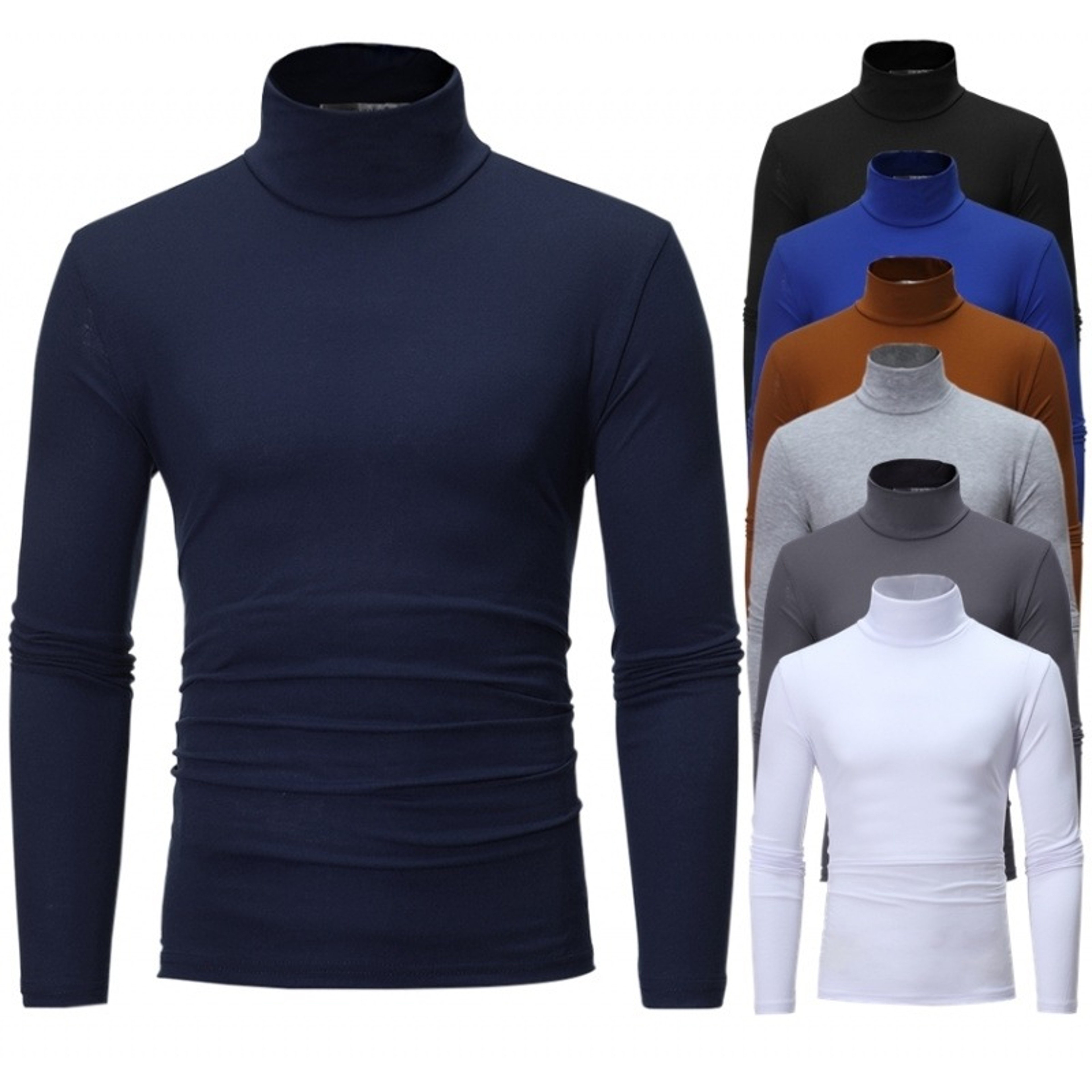 Winter Thermal Shirt for Men Thin Base Layer Tights High Neck Slim Fit Long Sleeve TShirt for Aut