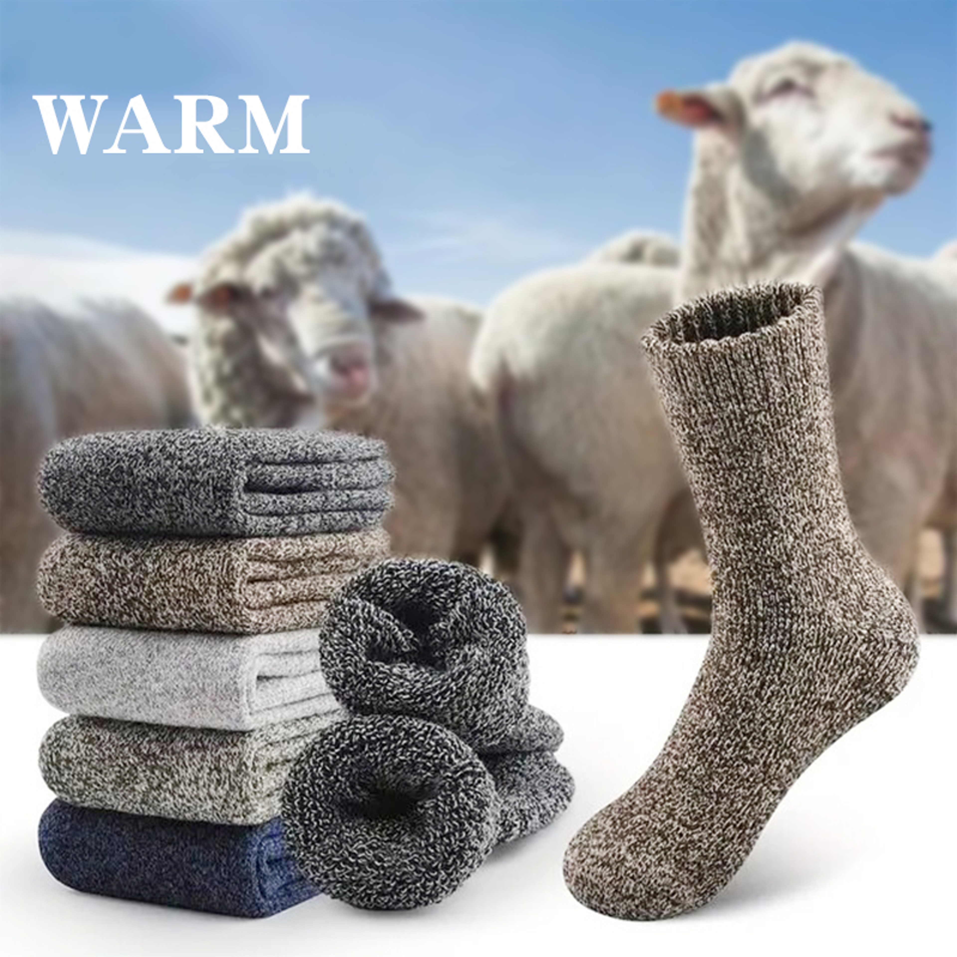 Winter Warm Thick Wool Socks For Men Merino Wool Slipper Socks With Towel Bottom Against Cold  Snow 7
