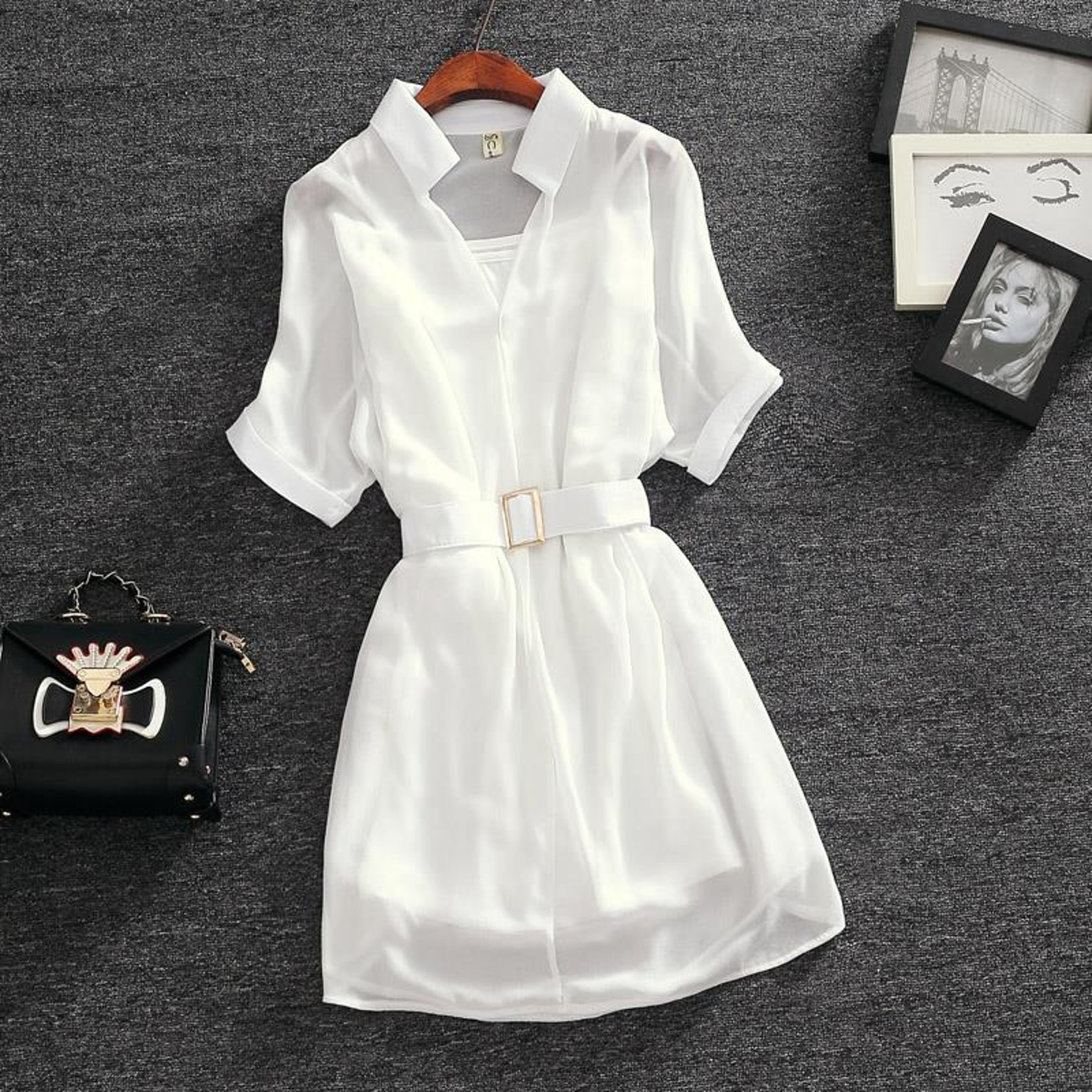 Luxury Chiffon Two Piece Dress for Women, Elegant Summer Party Outfit, Loose Tulle Evening Dress Prom White Transparent – view 1