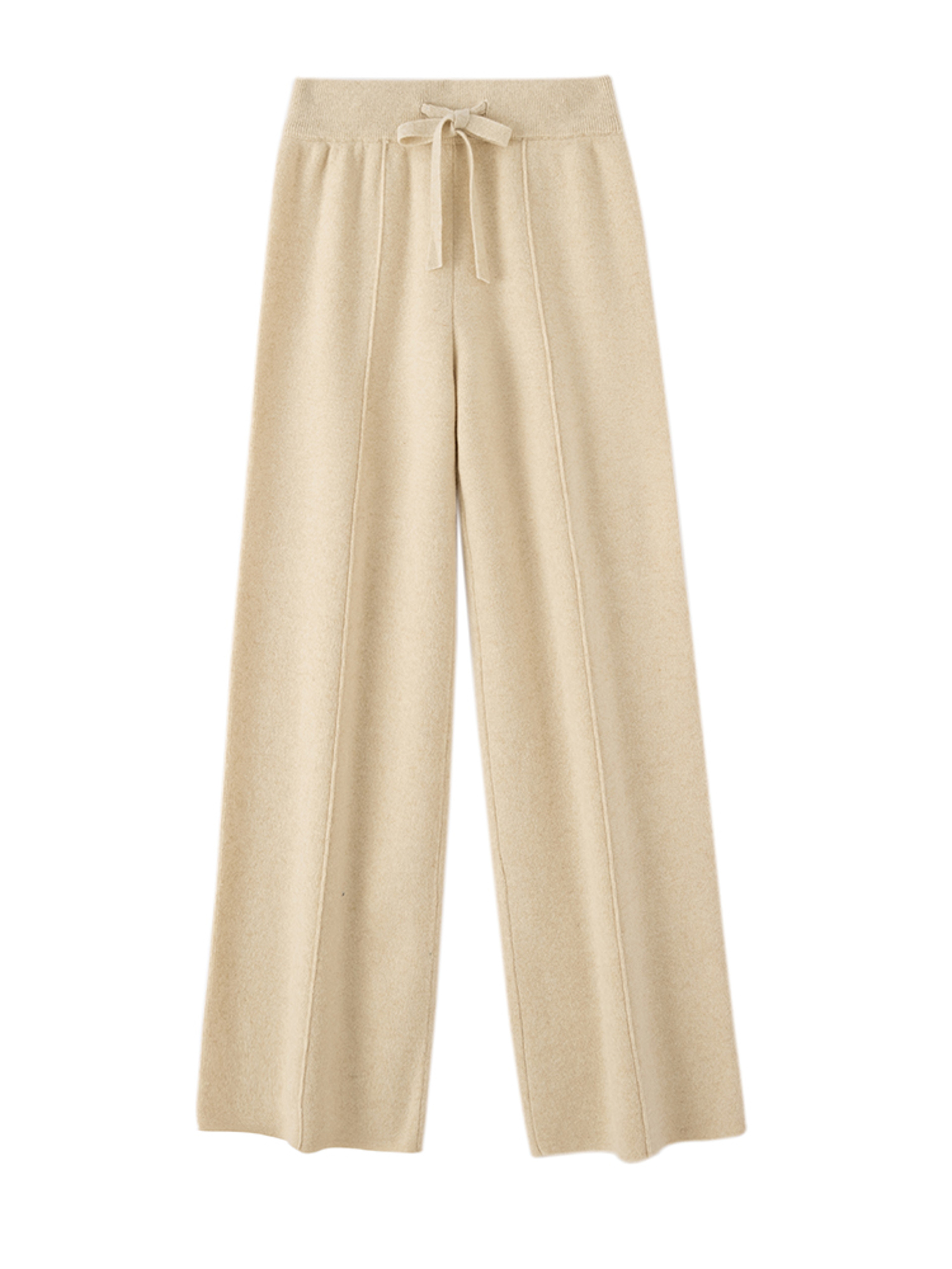 Autumn Winter Dream Women Wool Wide Leg Pants, Cashmere Trousers, Merino Wool Knitted, Elastic Waist Lace Up – view 2