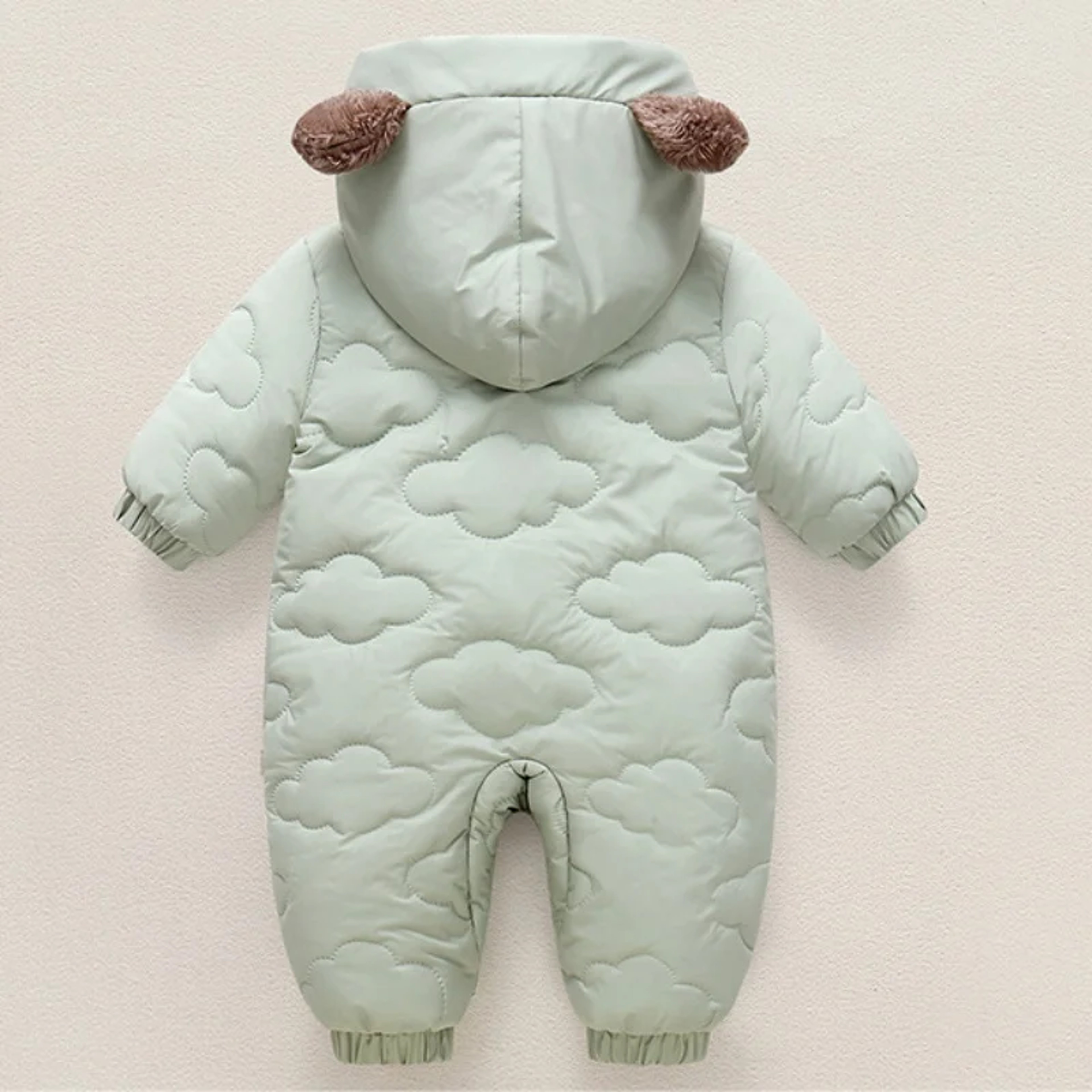 Thickened Fleece Lined Double Layer Hooded Romper 0-2Y Winter Warm Kids Snowsuit with Bear Ears, Toddler Baby Girl Boy – view 2