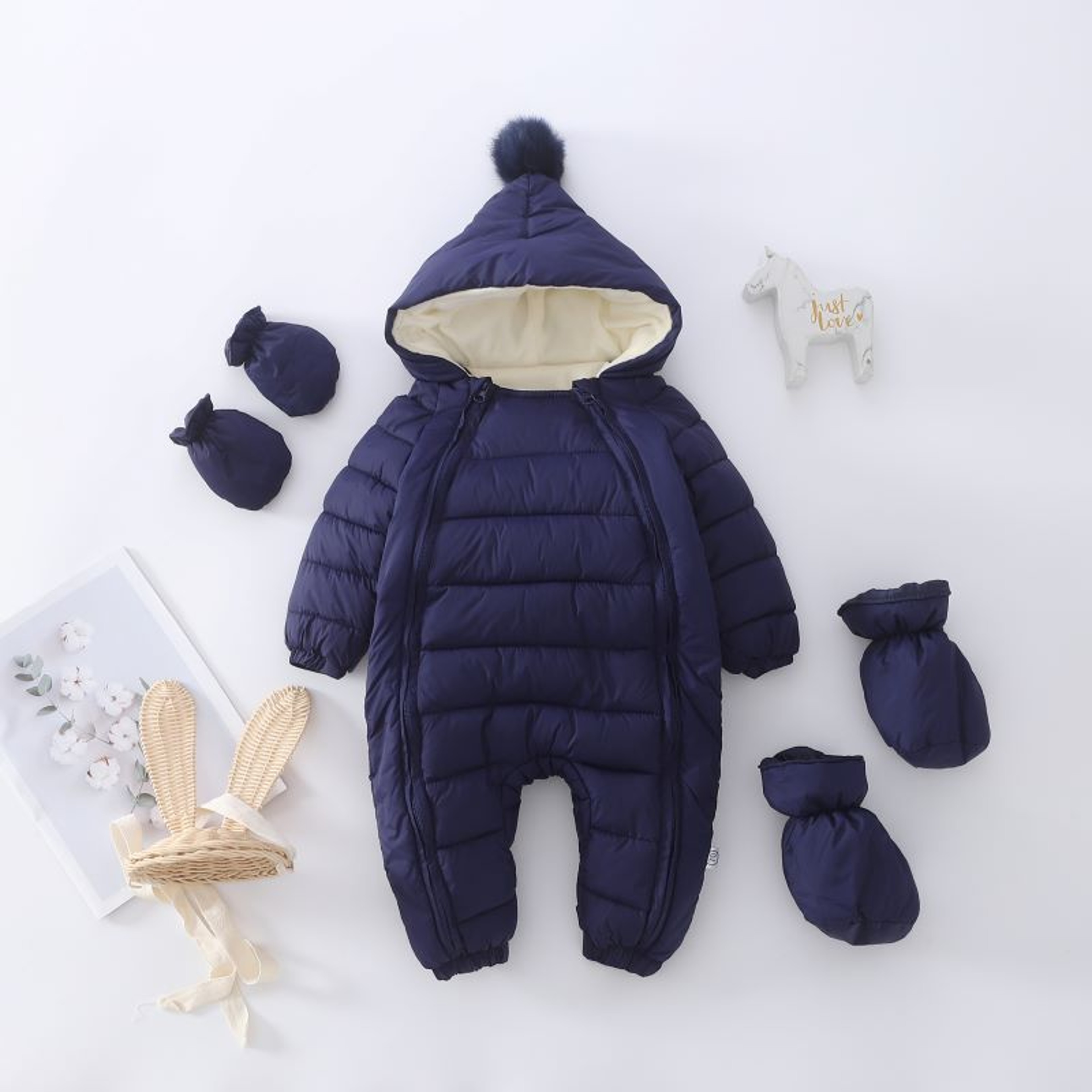 Plus Velvet Hooded Newborn Baby Jumpsuit Warm Snowsuit for Baby Boys, Toddler Snow Suit Baby Girl Cotton Overalls Romper – view 7