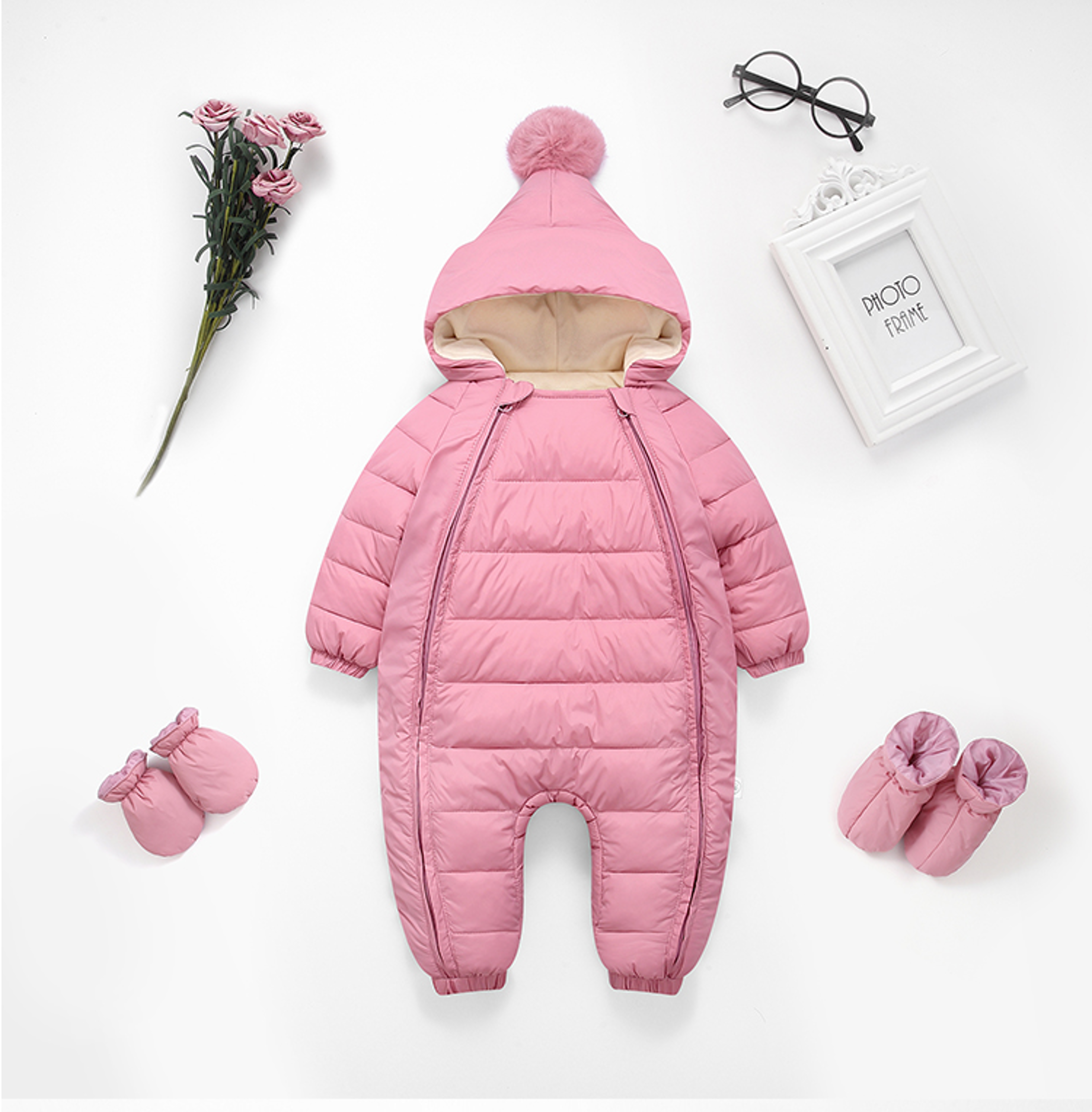 Plus Velvet Hooded Newborn Baby Jumpsuit Warm Snowsuit for Baby Boys, Toddler Snow Suit Baby Girl Cotton Overalls Romper – view 9