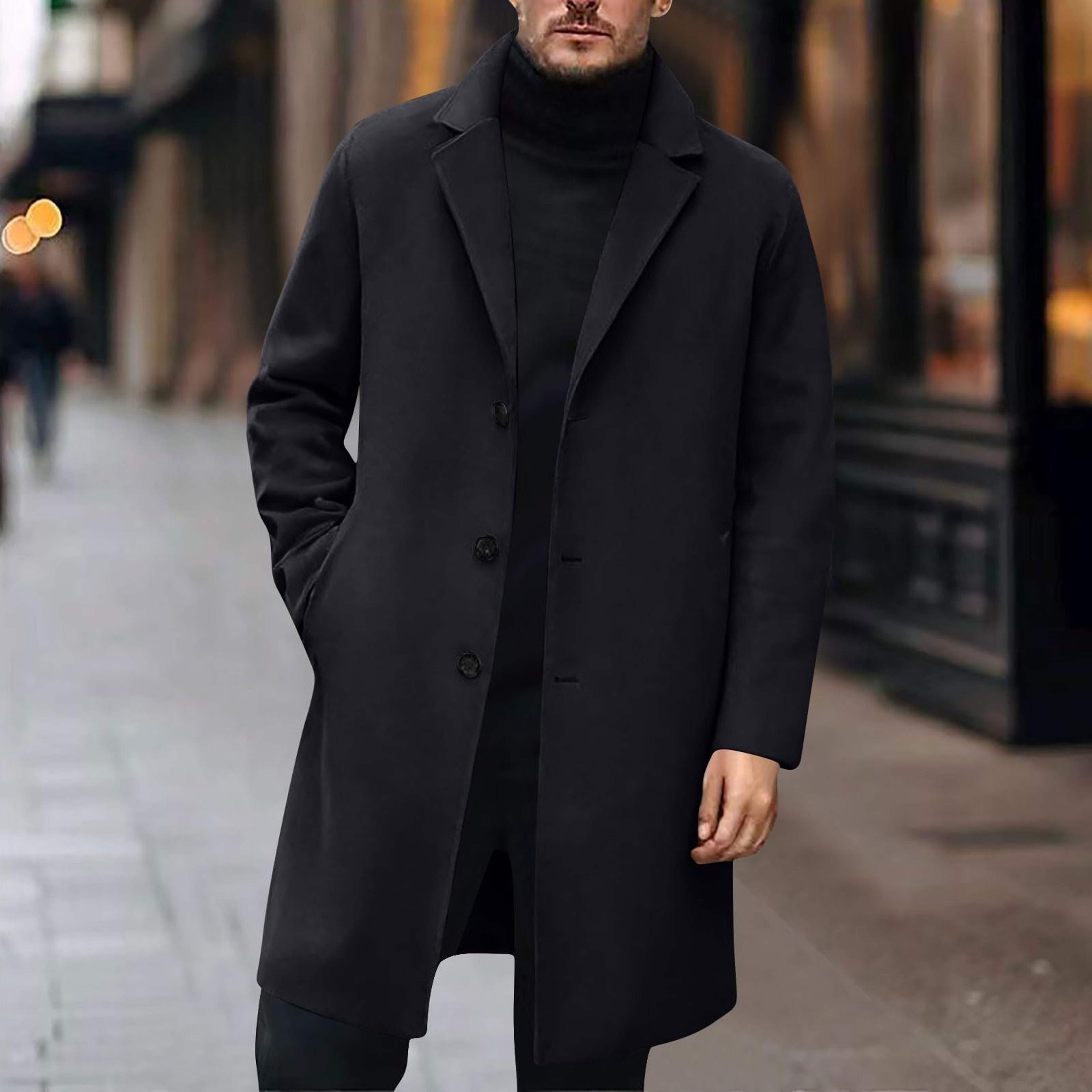 High Quality Mens Wool Jacket Luxurious Brand Clothing Men Wool Blends Coats Trench Pea Coat Spring 6
