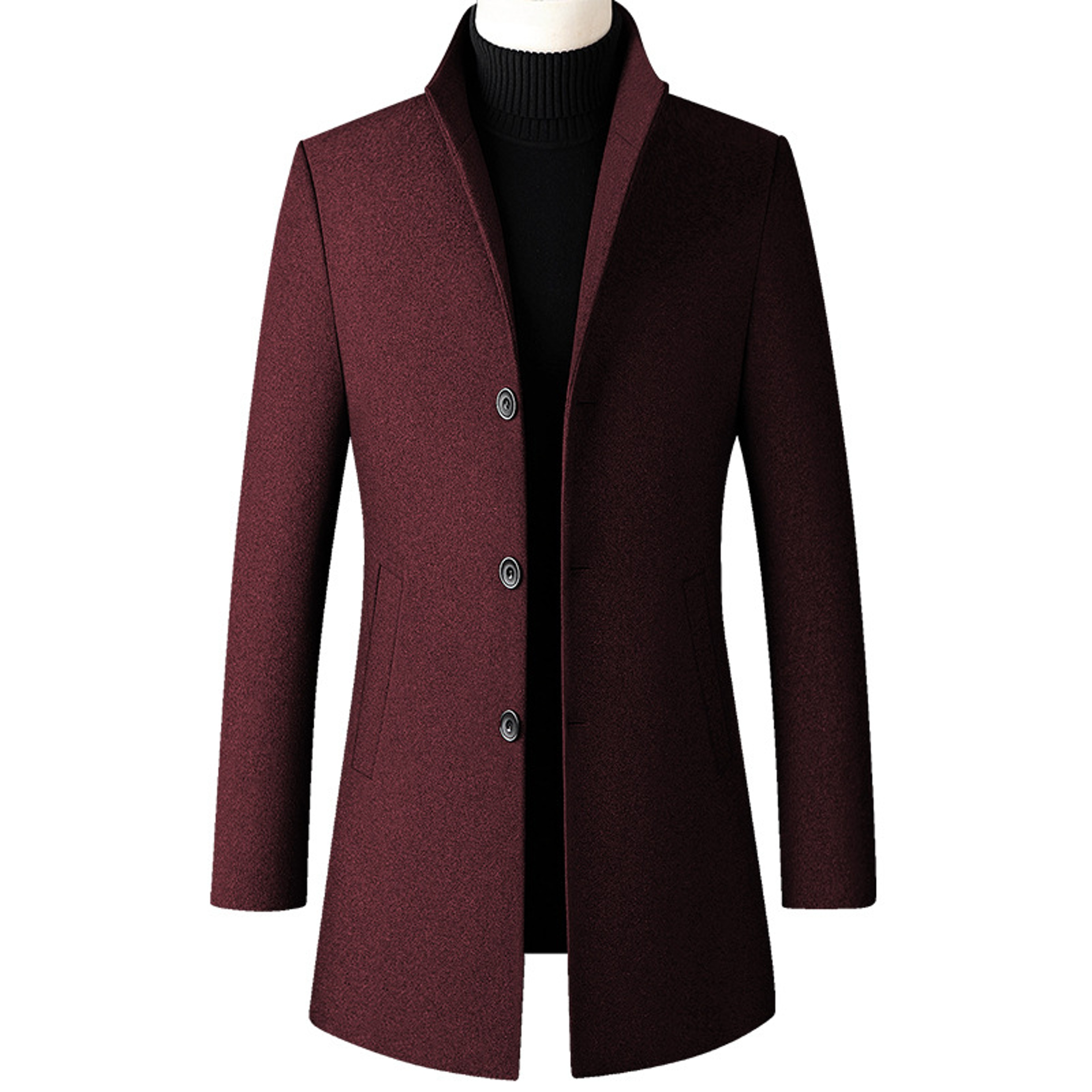 Men's Wool Pea Coat Winter Jacket, Oversized Solid Overcoat, Business Casual Coat, Stylish Woollen Clothing – view 9