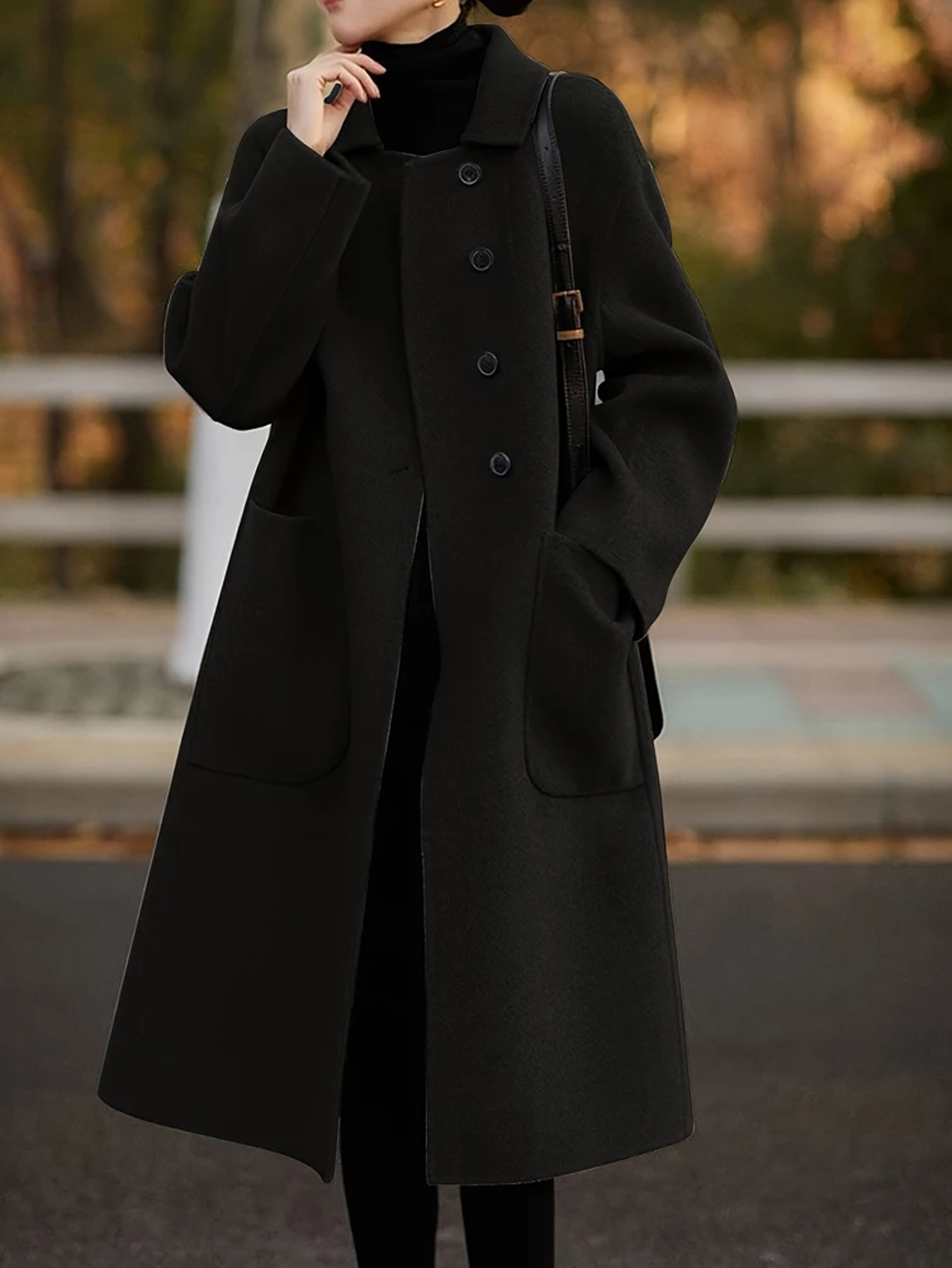 Oversized Plus Size Long Trench Coat Elegant Wool Blend Pea Coat Single Breasted Winter Warm Coat W 0