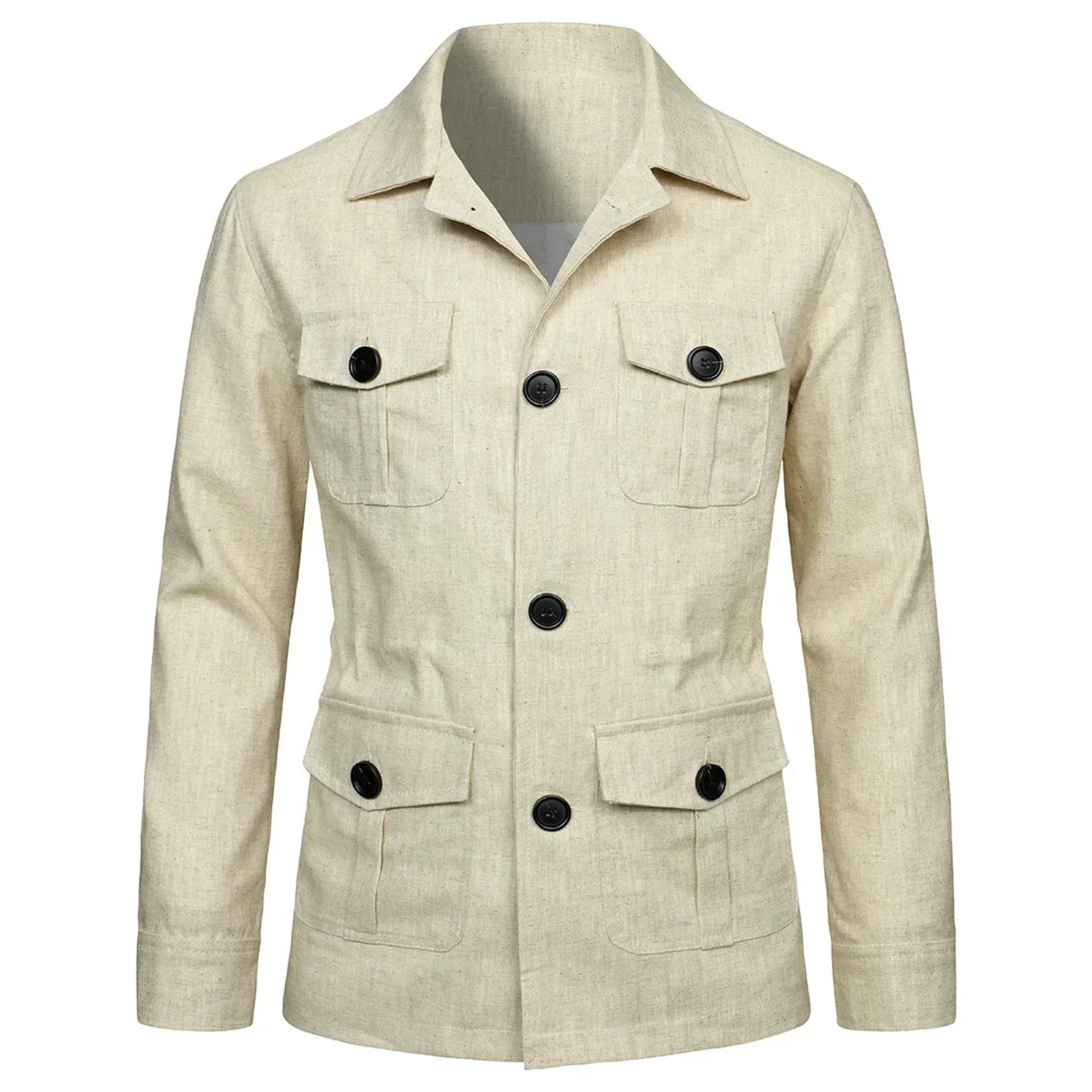 Mens Coats Safari Jacket Linen British Retro Gentry Suit Pockets Outerwear Fashion Solid Color Male Tops Lightweight – view 8