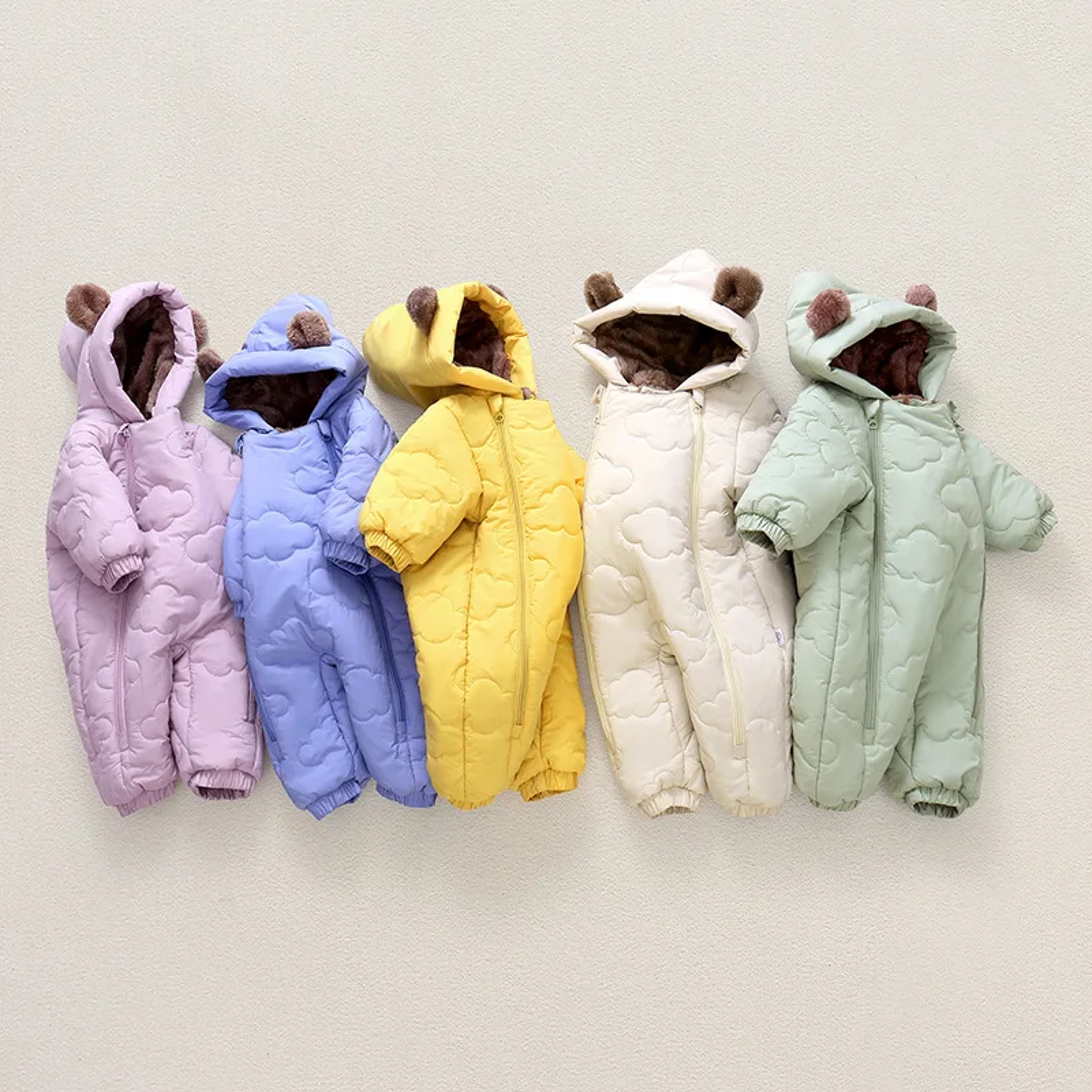 Toddler Baby Girl Boy Snowsuit Thickened Fleece Lined Hooded Romper Double Layer 0-2Y Cute Bear Ears Winter Warm – view 1