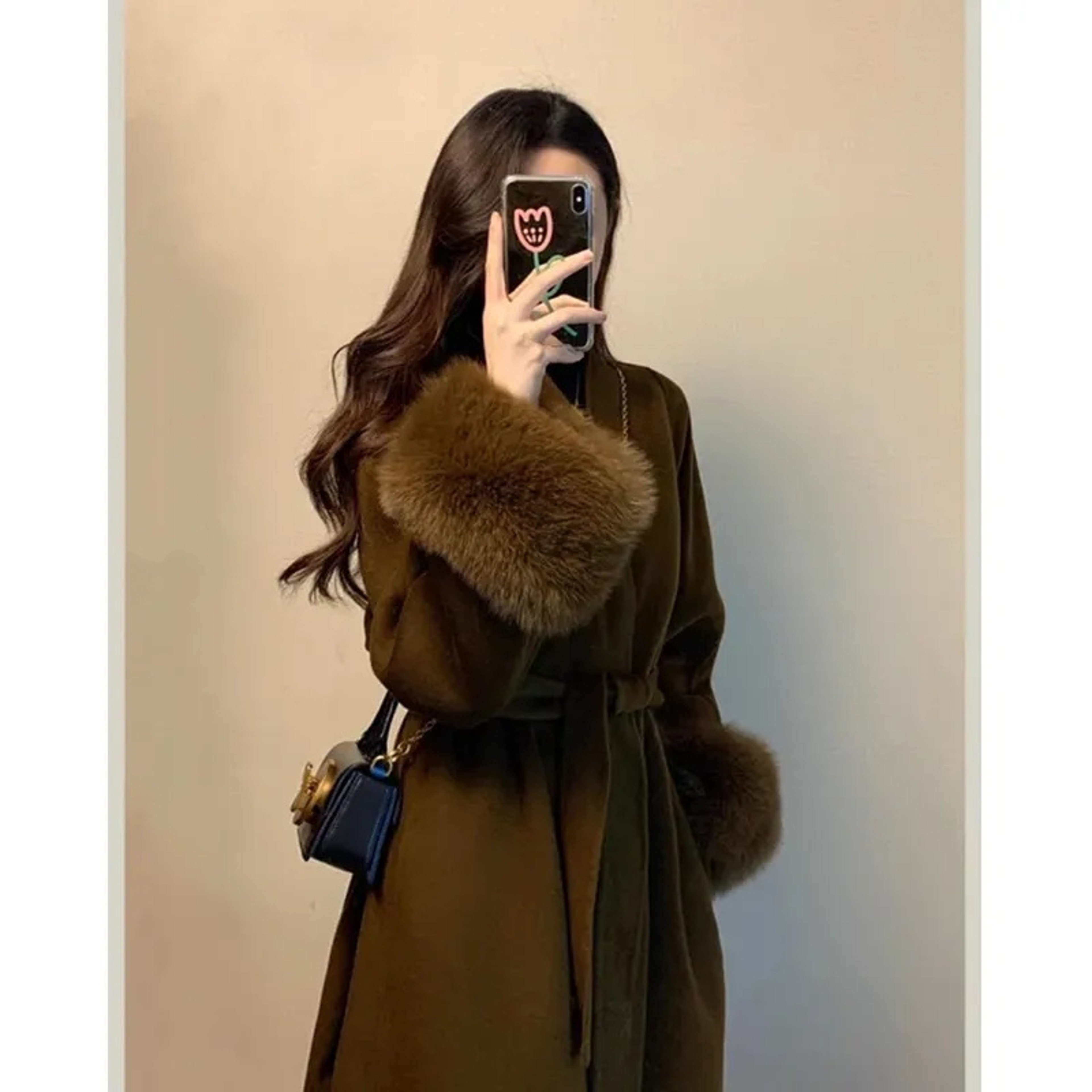 New Spring Winter Warm Long Woolen Coat Women Elegant Warm Wool Blend Trench Coat With Belt Fashion Outerwear – view 7
