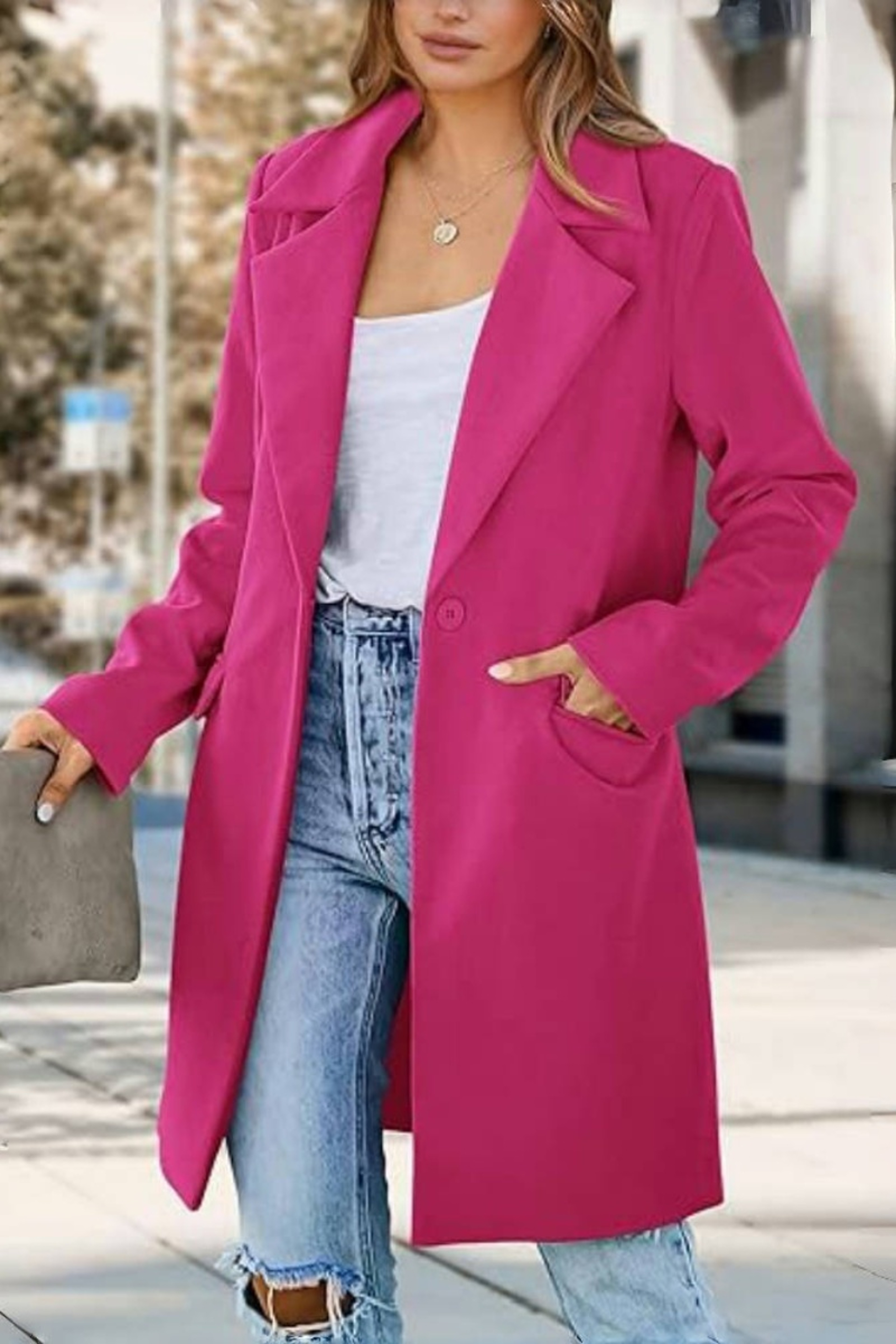 Long Women Double Breasted Winter Coat Outerwear Wool Blend Jacket Turn Down Collar Female Clothing, Chic Cold-Proof – view 1