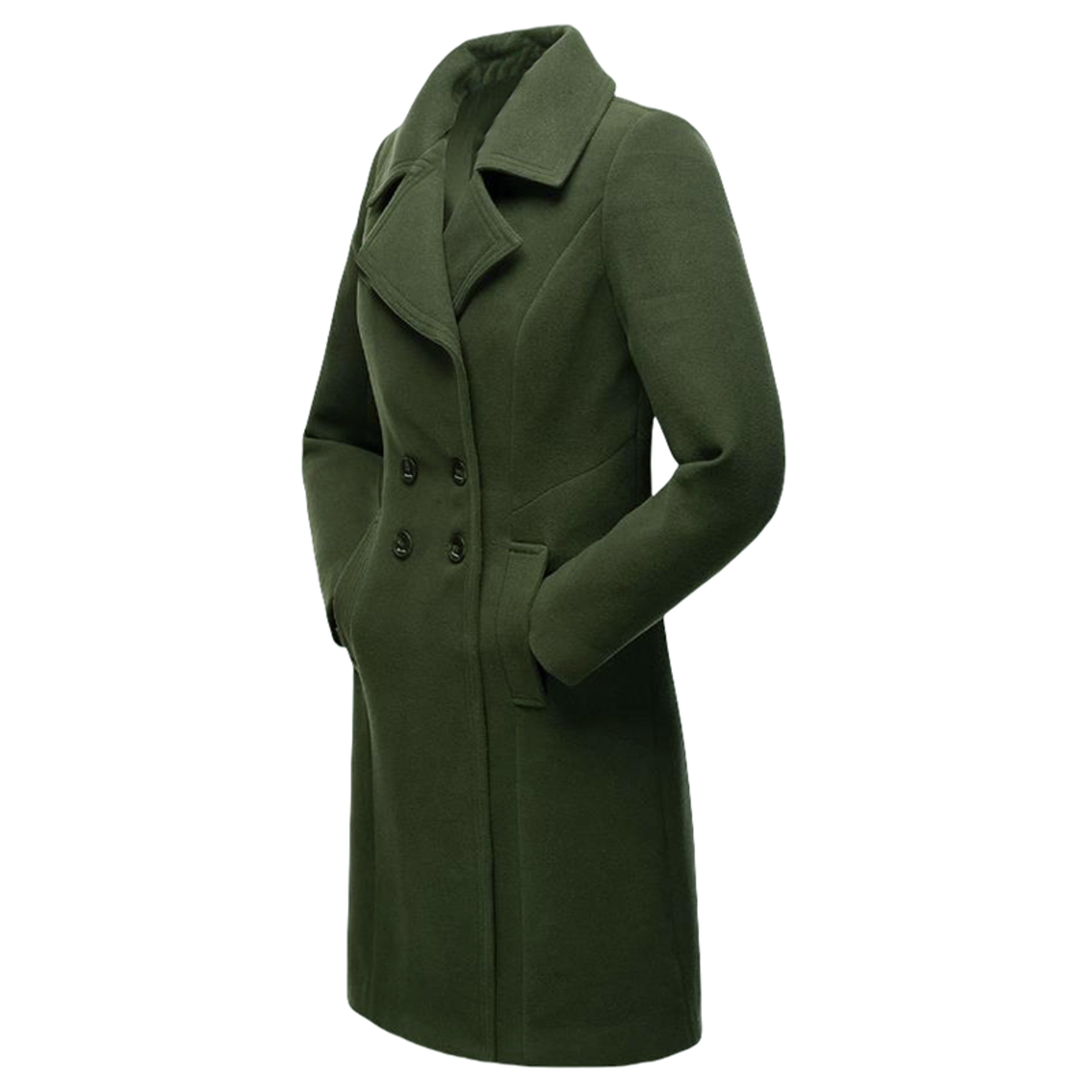 Winter Warm Wool Blend Lined Women Coat Double Breasted Turn-down Collar Coat Outerwears Female Coats Chic Overcoat – view 10
