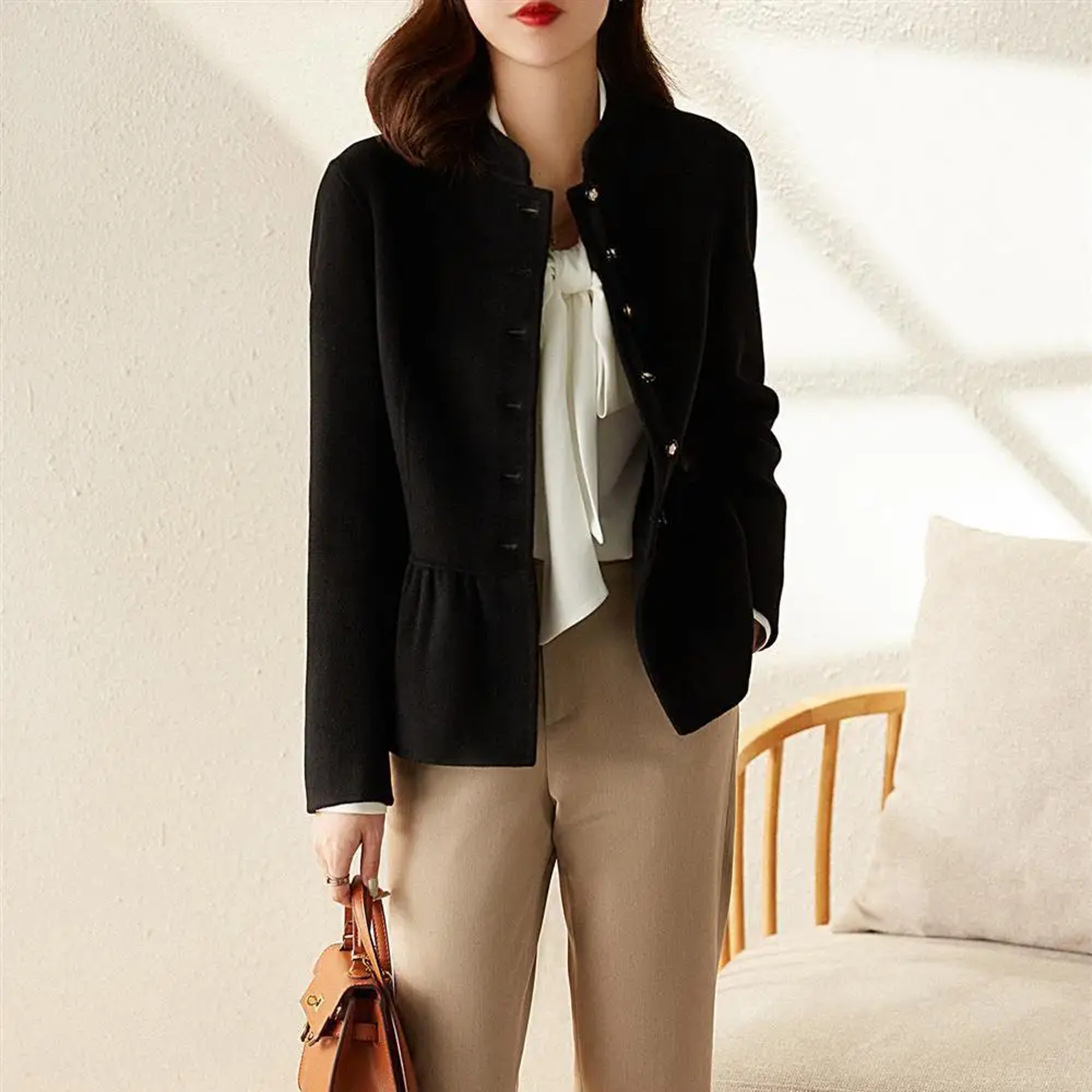 High Quality Women Wool Blends Coat Long Sleeve Ladies Jackets Slim Fit New In Half Short Medium Hot Luxury Elegant – view 5
