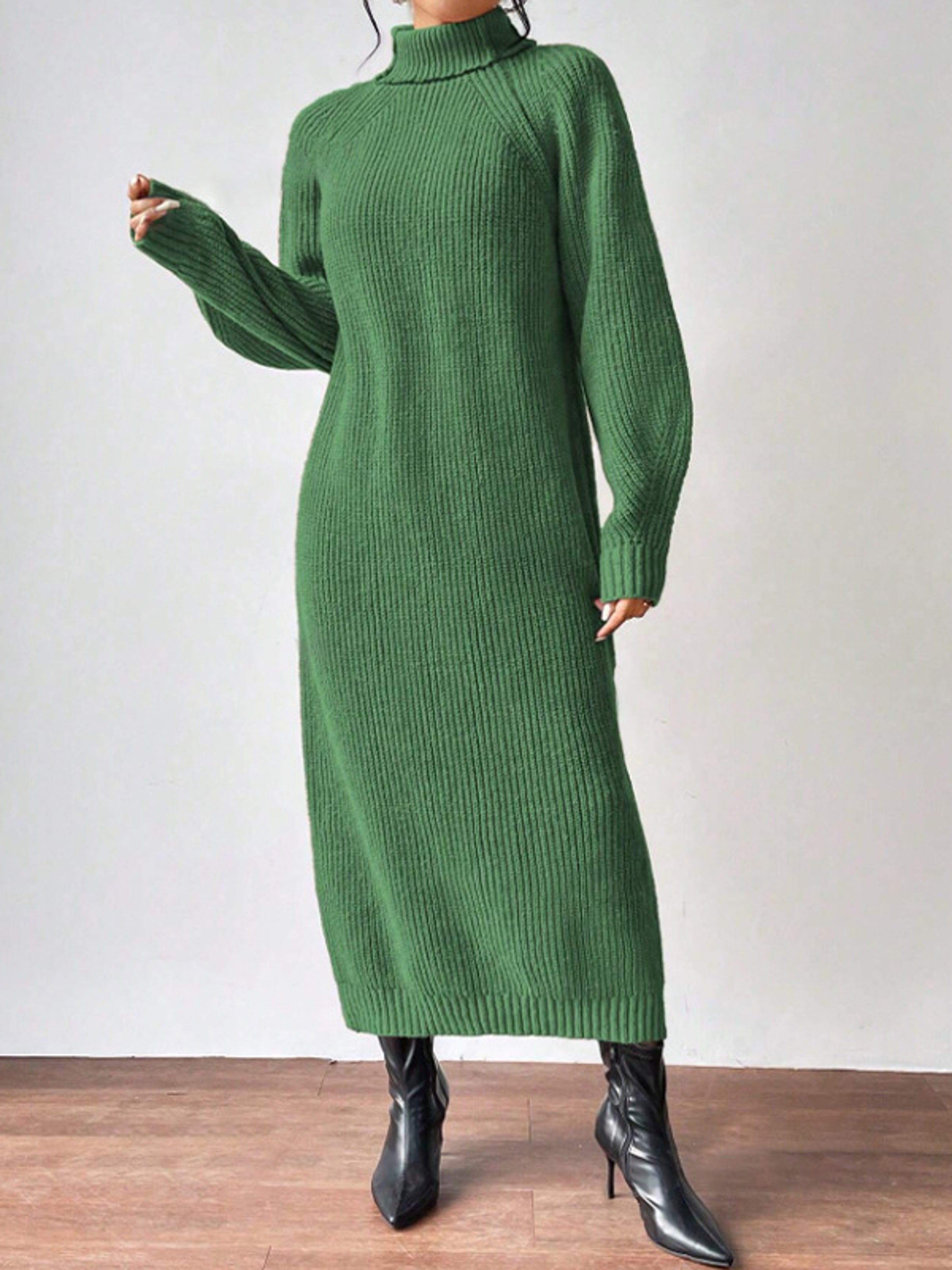 New Winter Knit Dresses Women Turtleneck Style Straight Long Dress Autumn Solid Full Sleeve Thick Casual Vestidos Lady – view 9