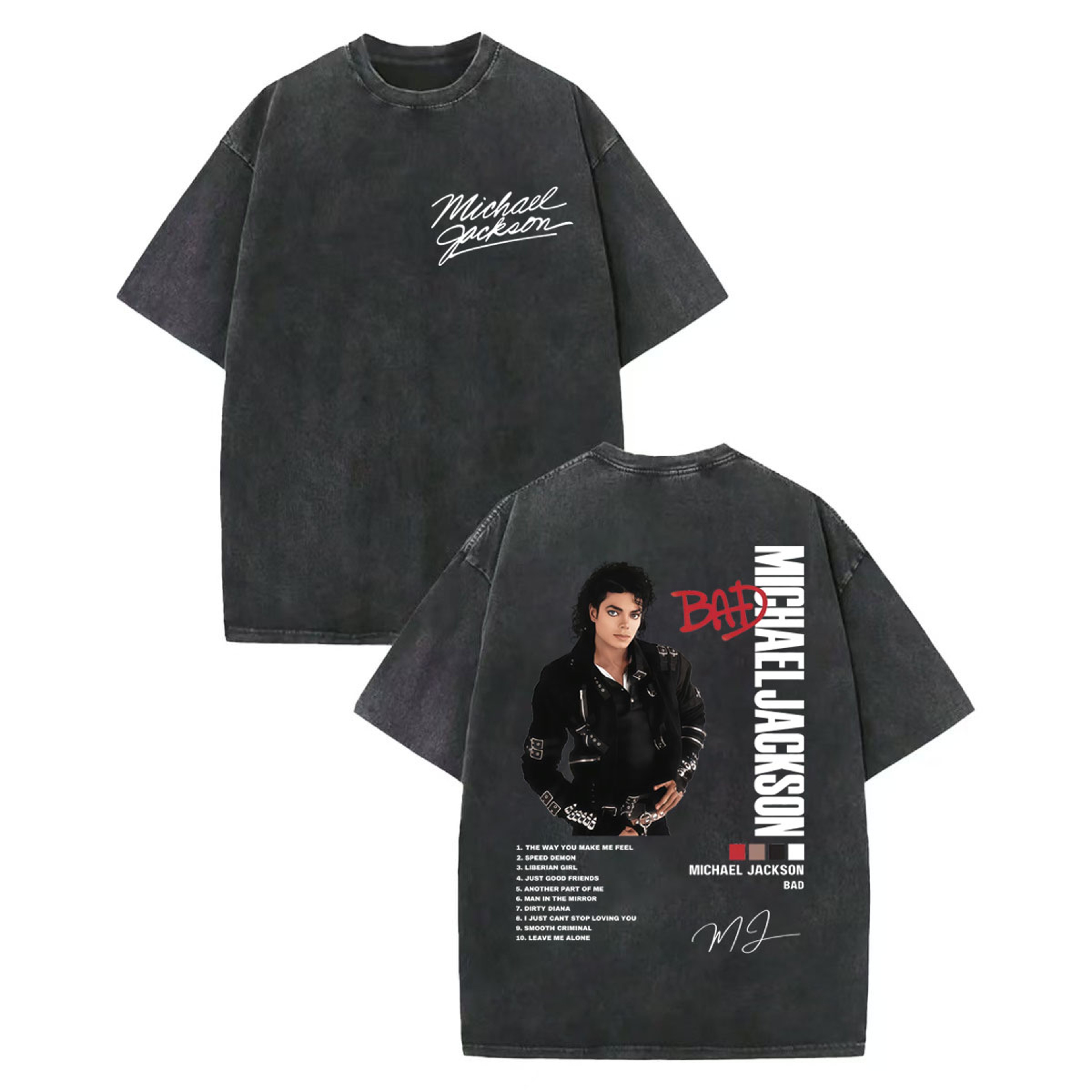 Vintage Michael Jackson Shirt Retro Graphic Rock Tee Oversized Washed Cotton Streetwear 0