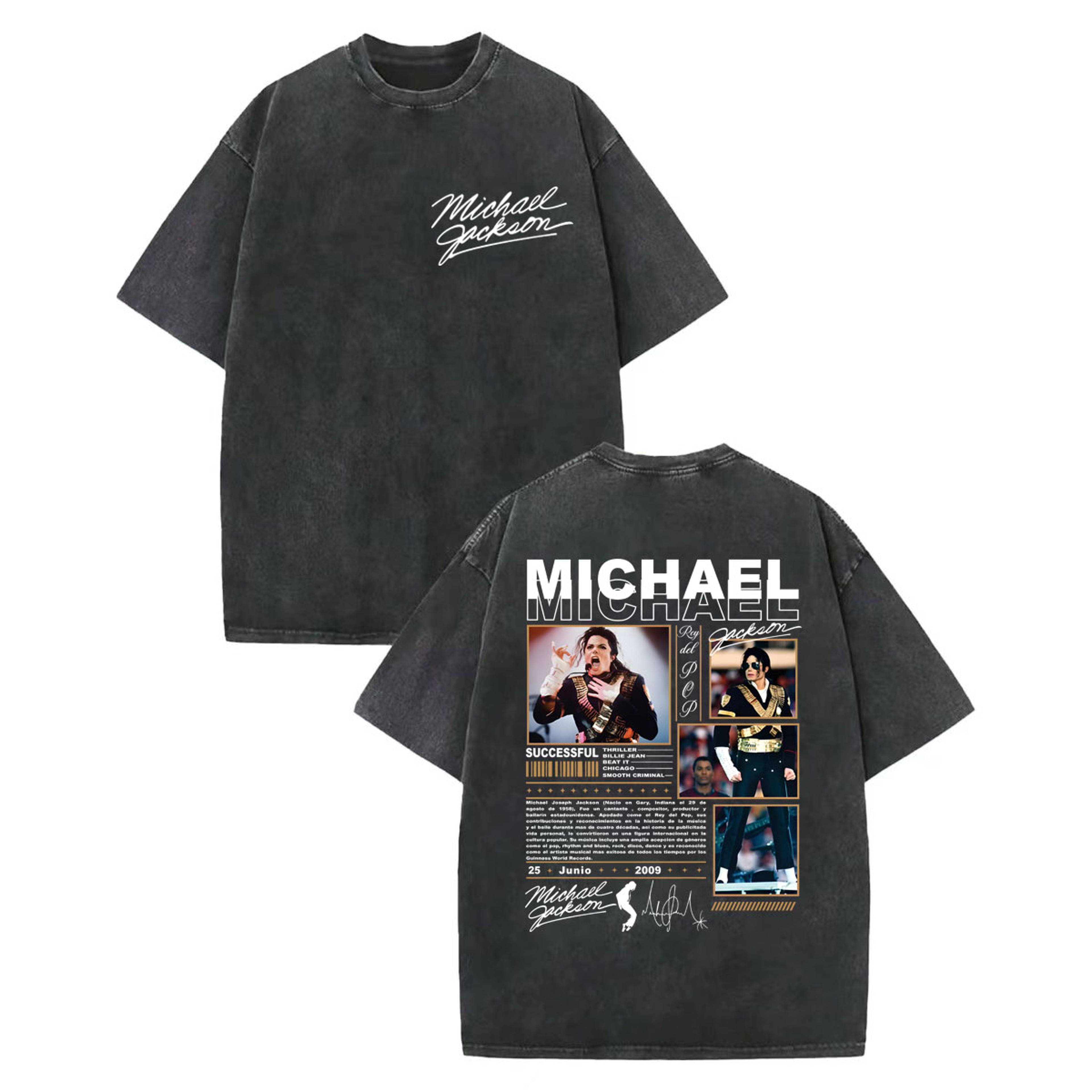 Vintage Michael Jackson Shirt Retro Graphic Rock Tee Oversized Washed Cotton Streetwear 5