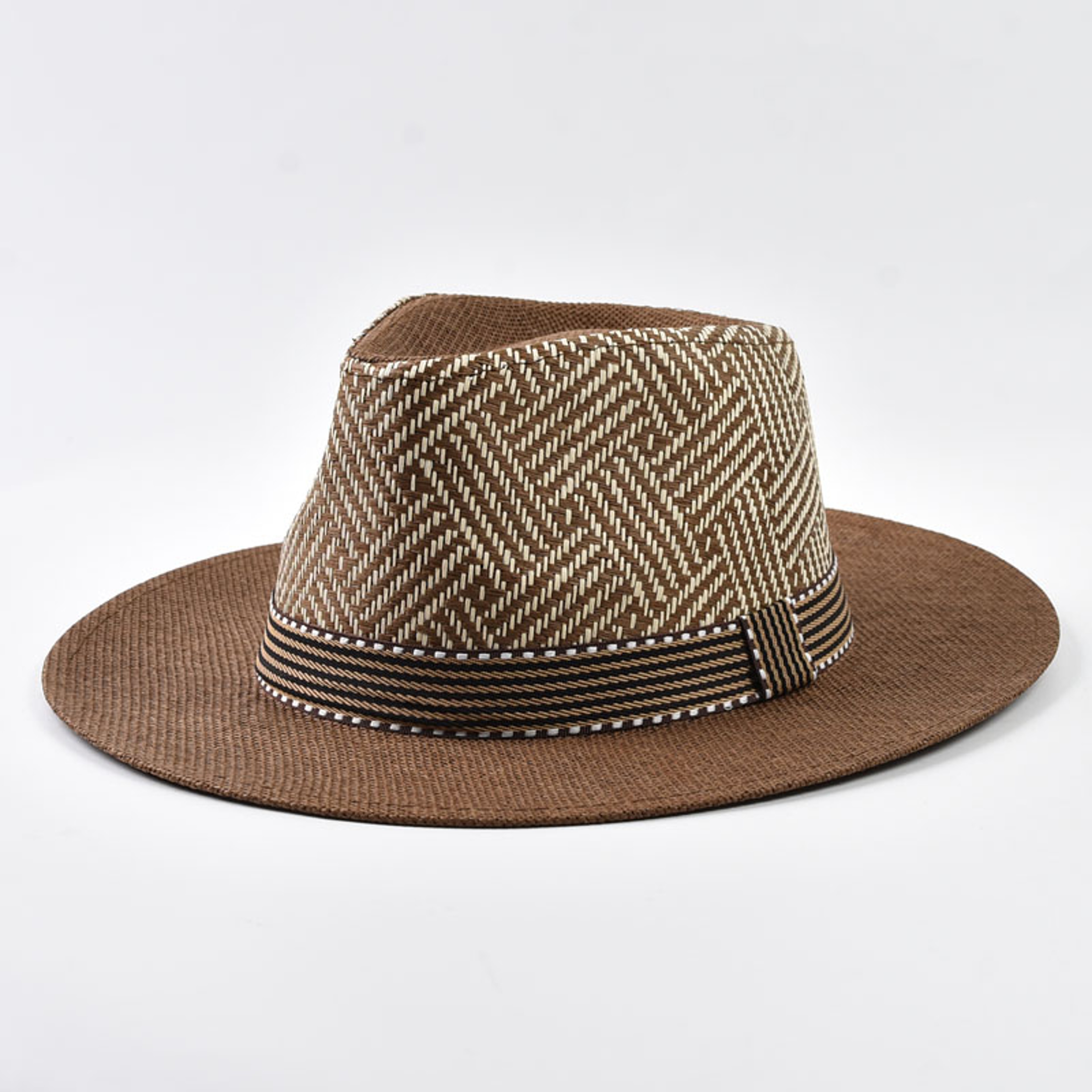 Classic Mens Panama Straw Sun Hat  Breathable Summer Beach Fedora For Men 0