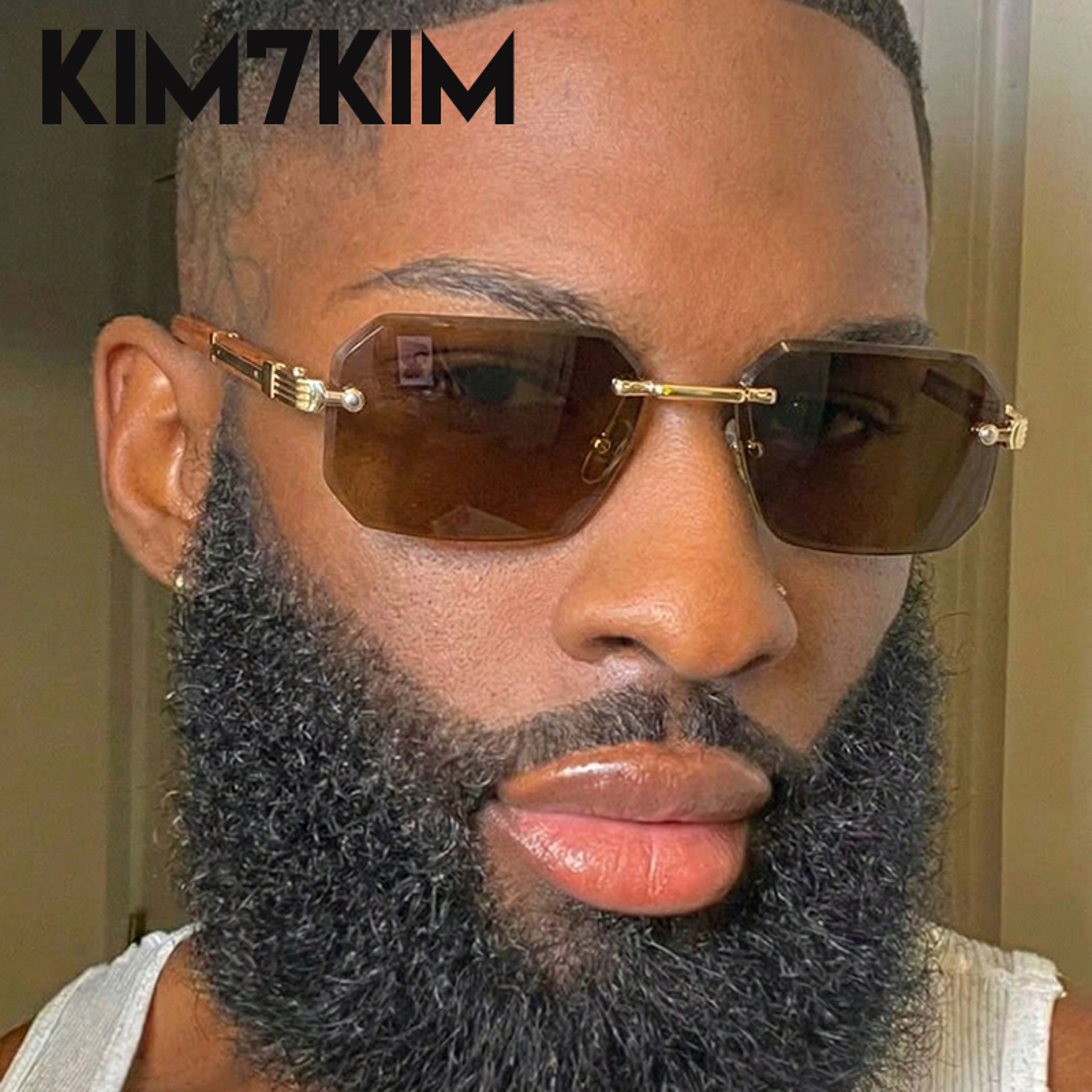 Luxury Rimless Rectangle Sunglasses For Men 1