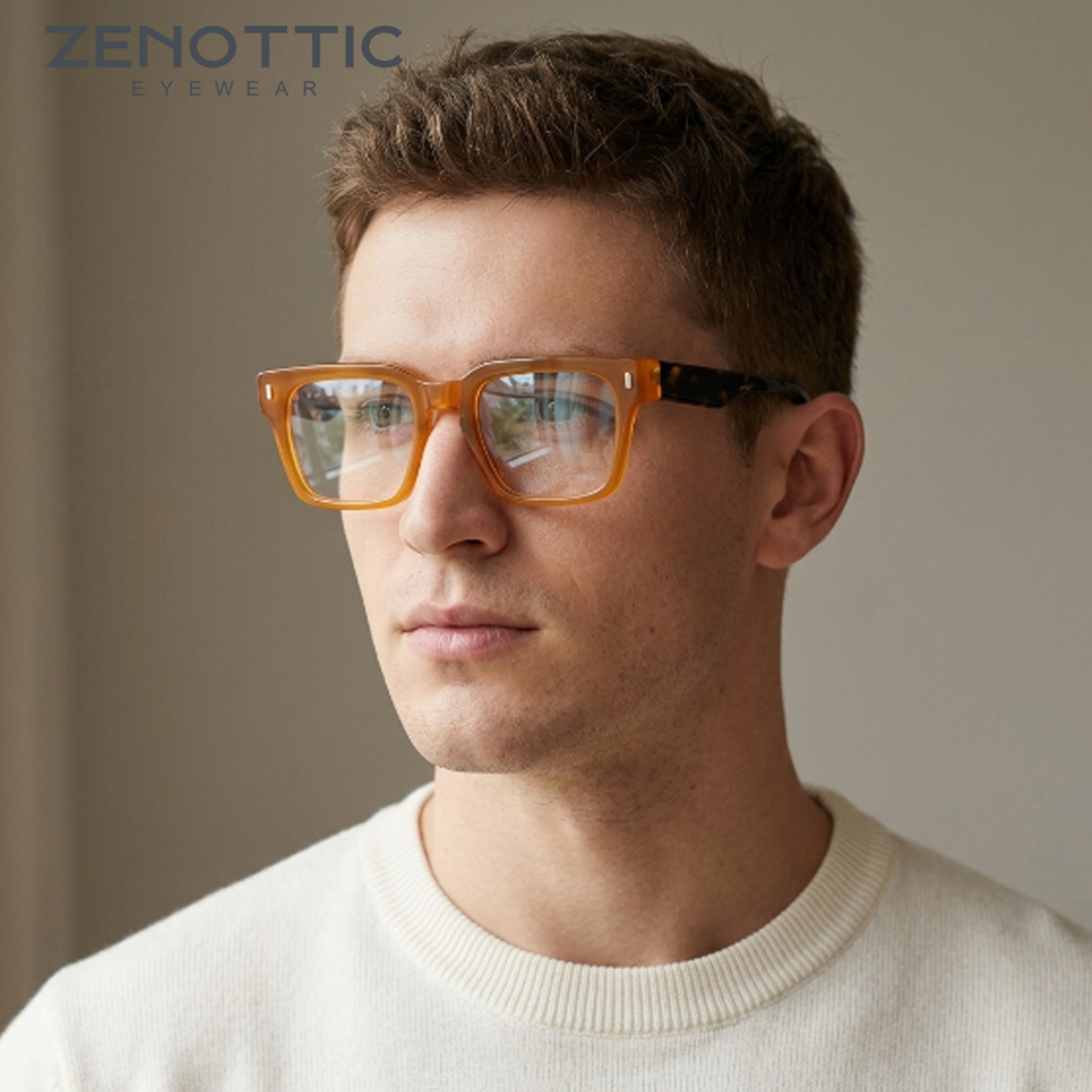 Men Square Acetate Eyeglasses Handmade Premium Optical Frames Style – view 1