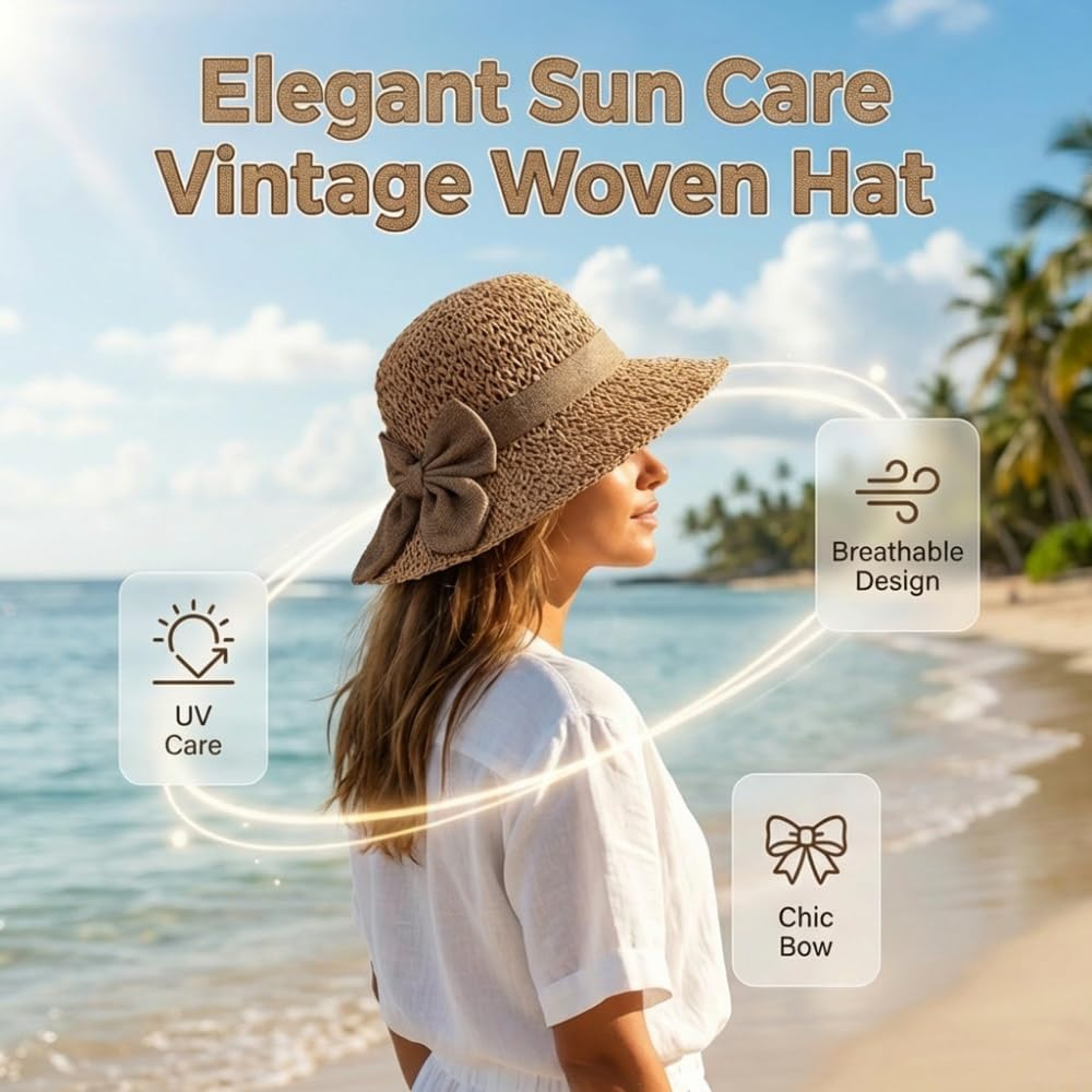 Wide Brim Straw Beach Sun Hat Packable Summer Vacation Travel Cap For Women 2
