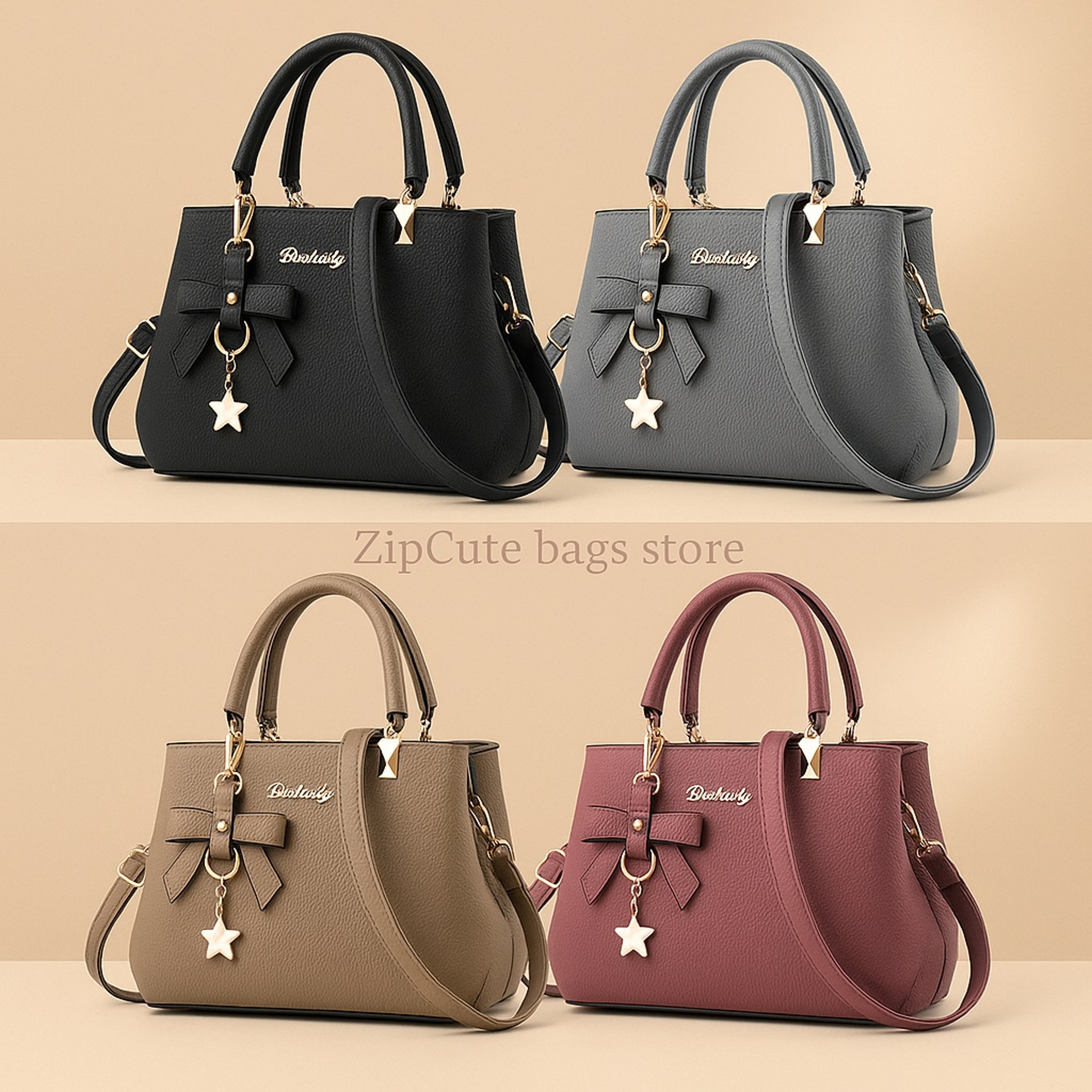 Chic Bow Shoulder Bag Elegant Large Capacity Women Messenger Tote 0