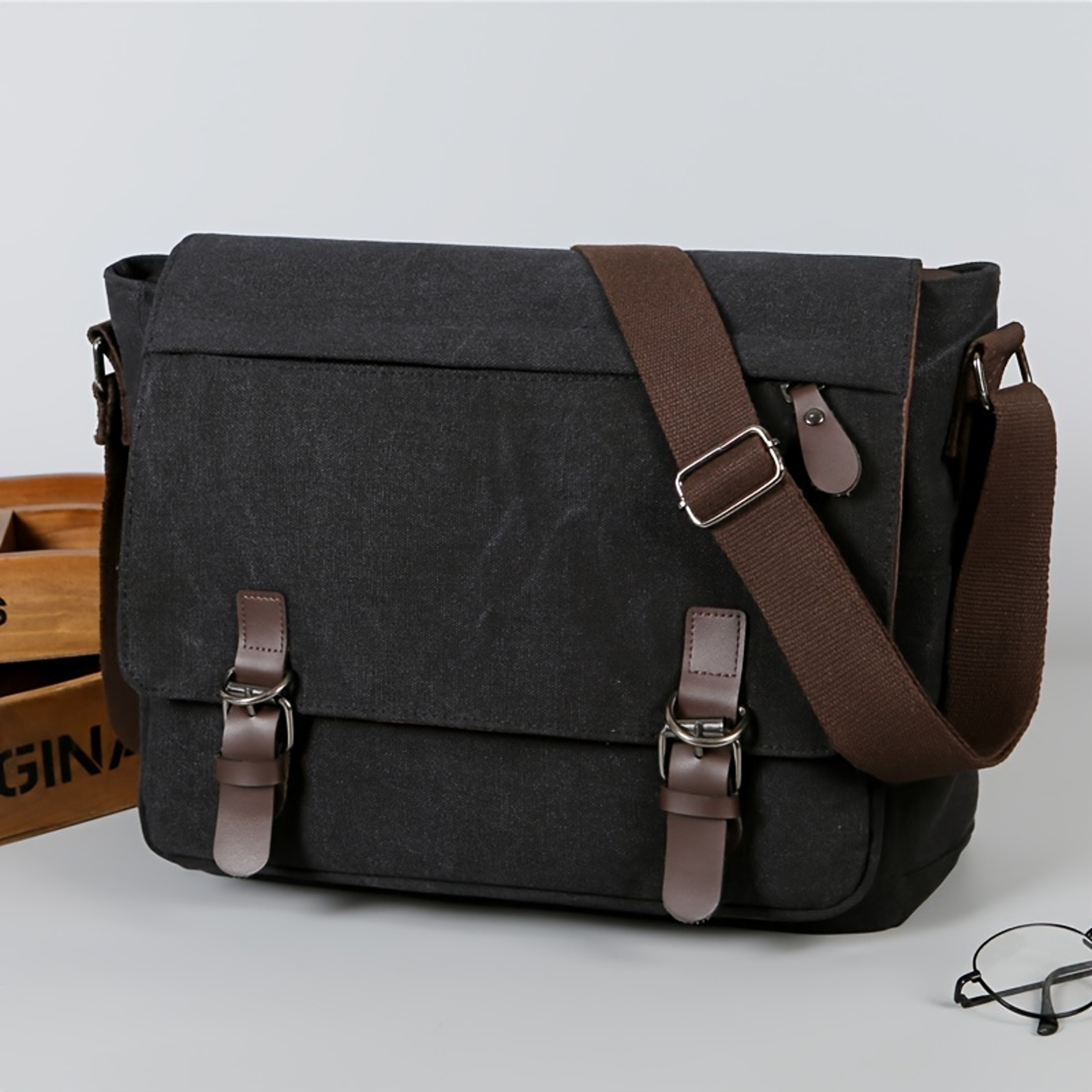 Retro Canvas Messenger Bag for Men - Large Casual Crossbody Sling Pack – view 8