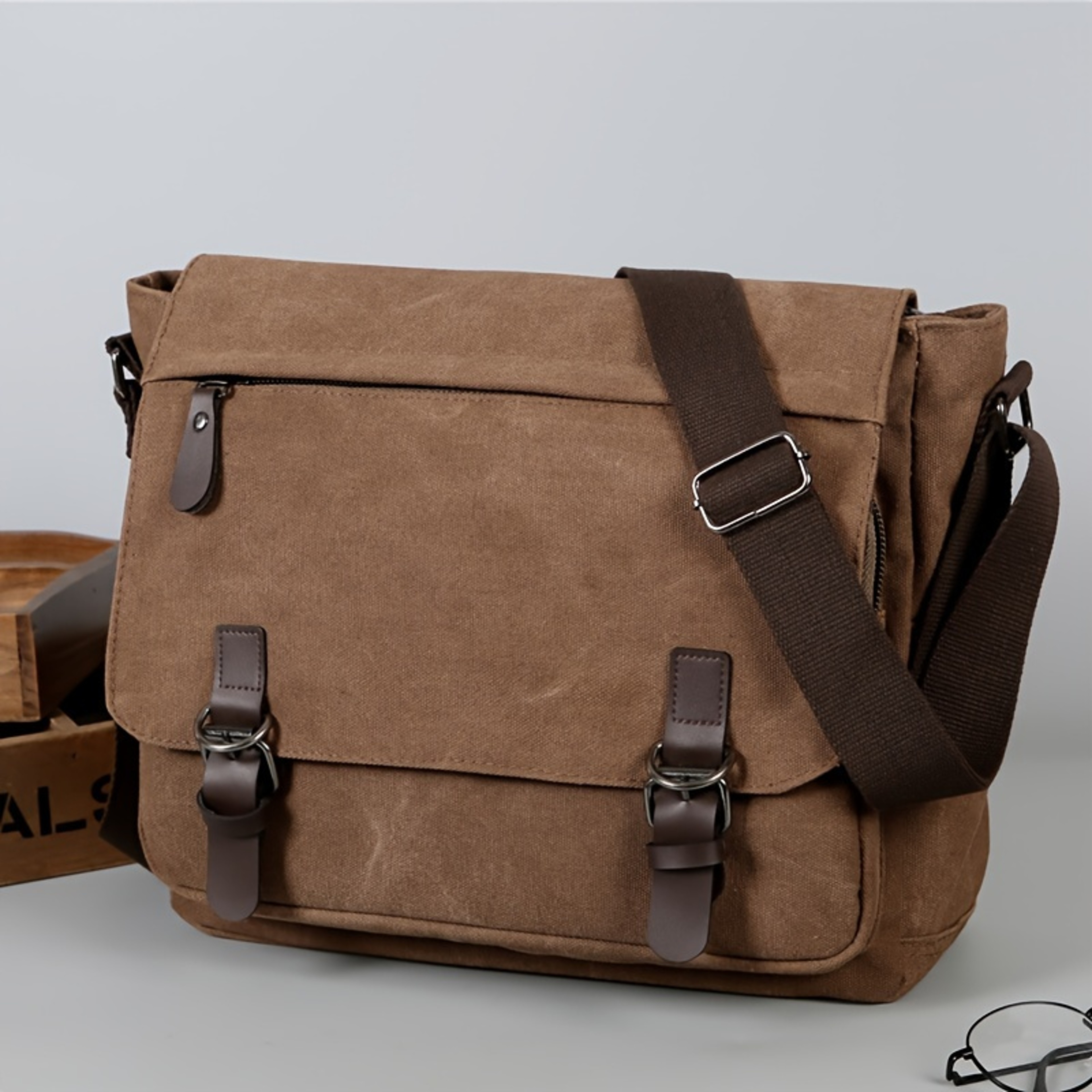 Retro Canvas Messenger Bag for Men - Large Casual Crossbody Sling Pack – view 10