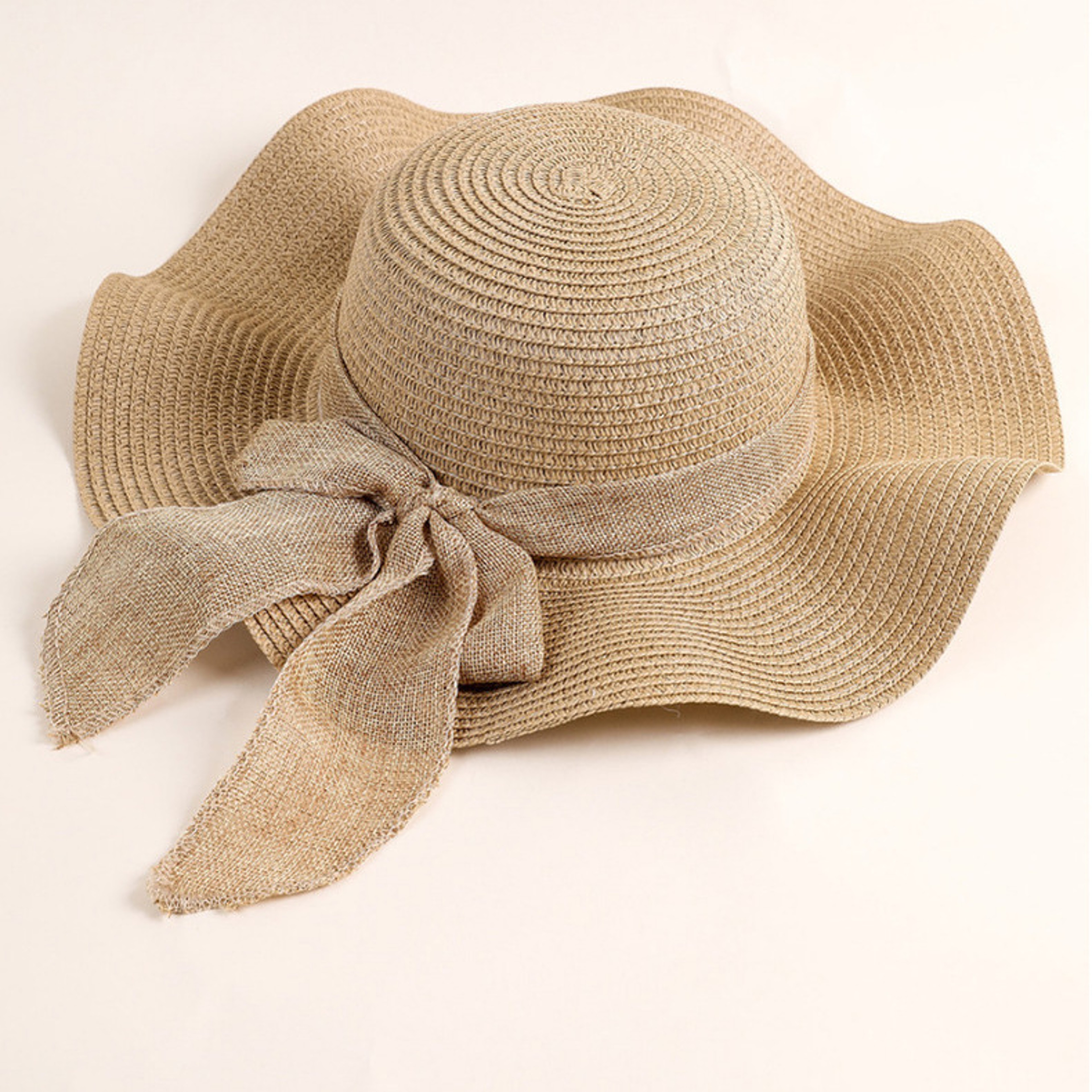 Womens Wide Brim Straw Beach Hat With Bow Accent Elegant Oversized Summer Sun Protection 3
