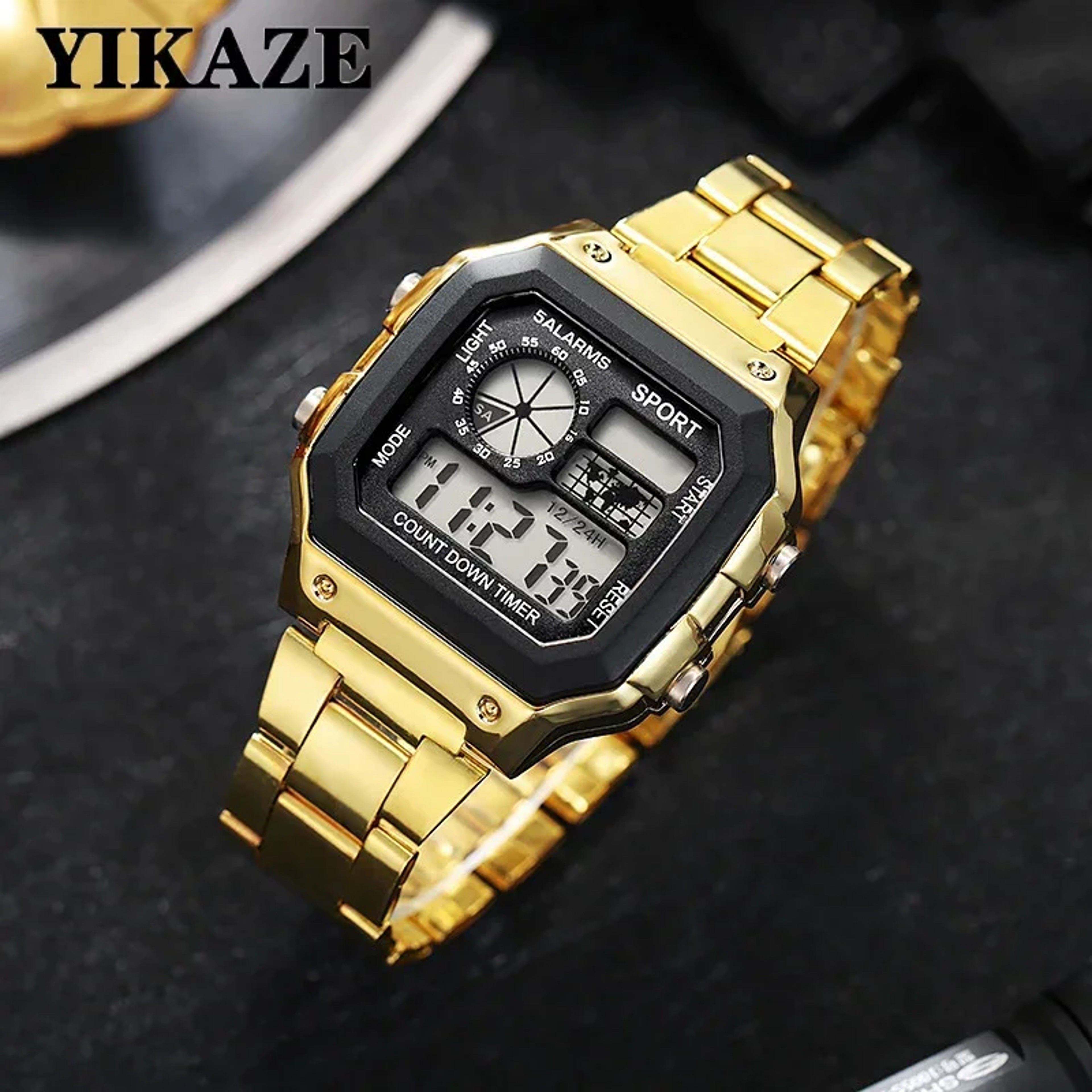Retro Men's Vintage Digital Watch Luxury Stainless Steel Sport Wristwatch – view 8