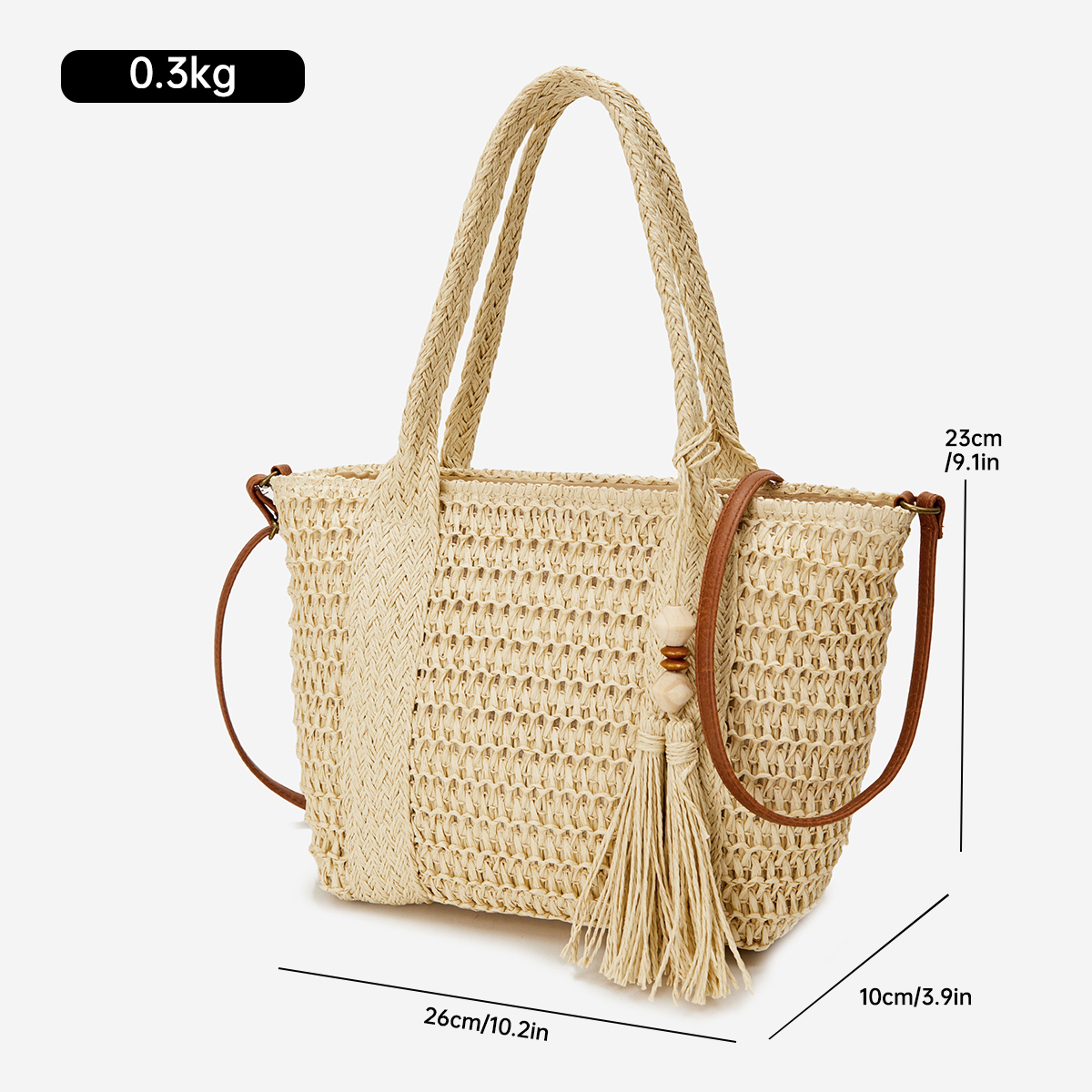Chic Woven Straw Beach Bag Large Summer Seaside Vacation Knitted Tote – view 4