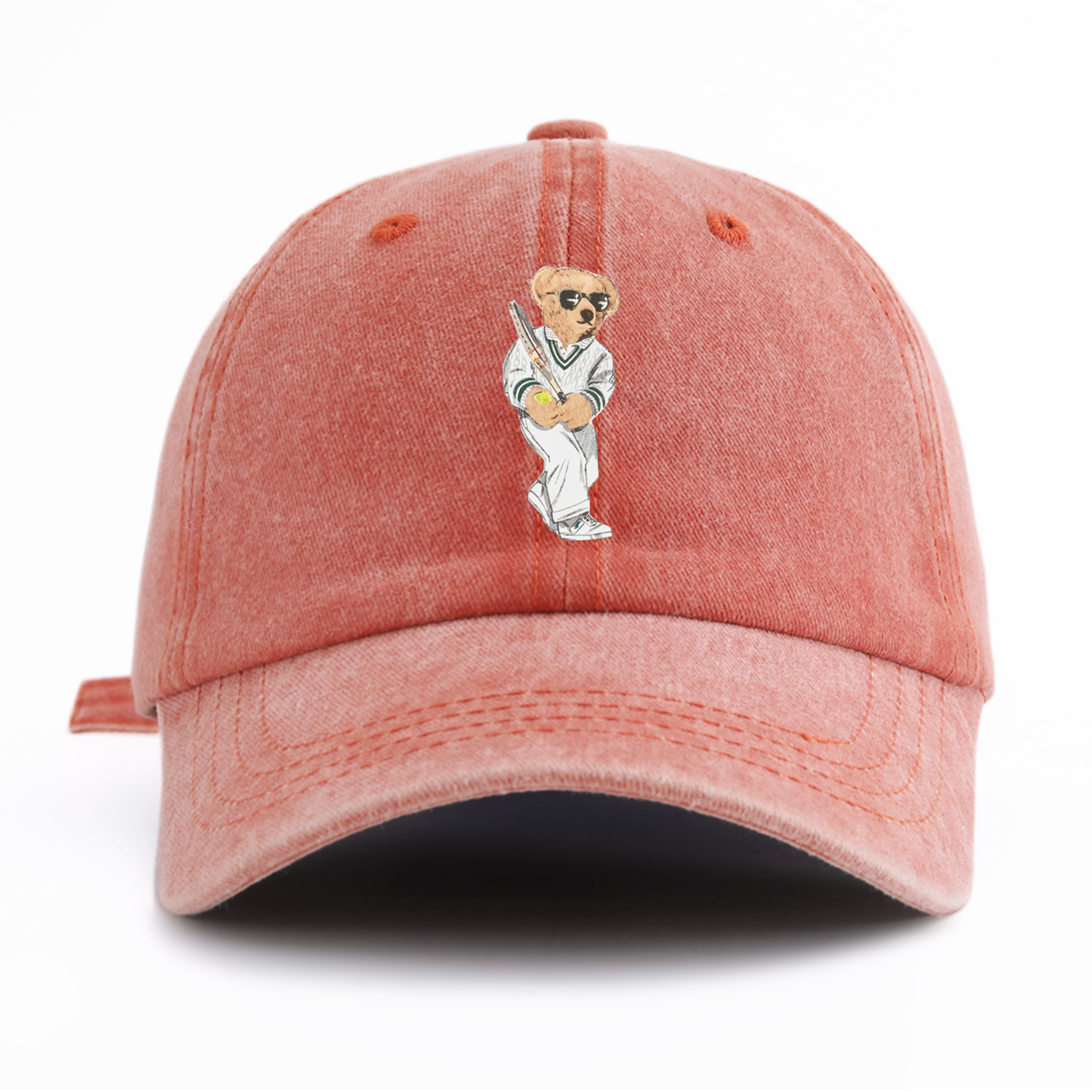 Retro Bear Print Washed Cotton Baseball Cap Adjustable Minimalist Dad Hat – view 8