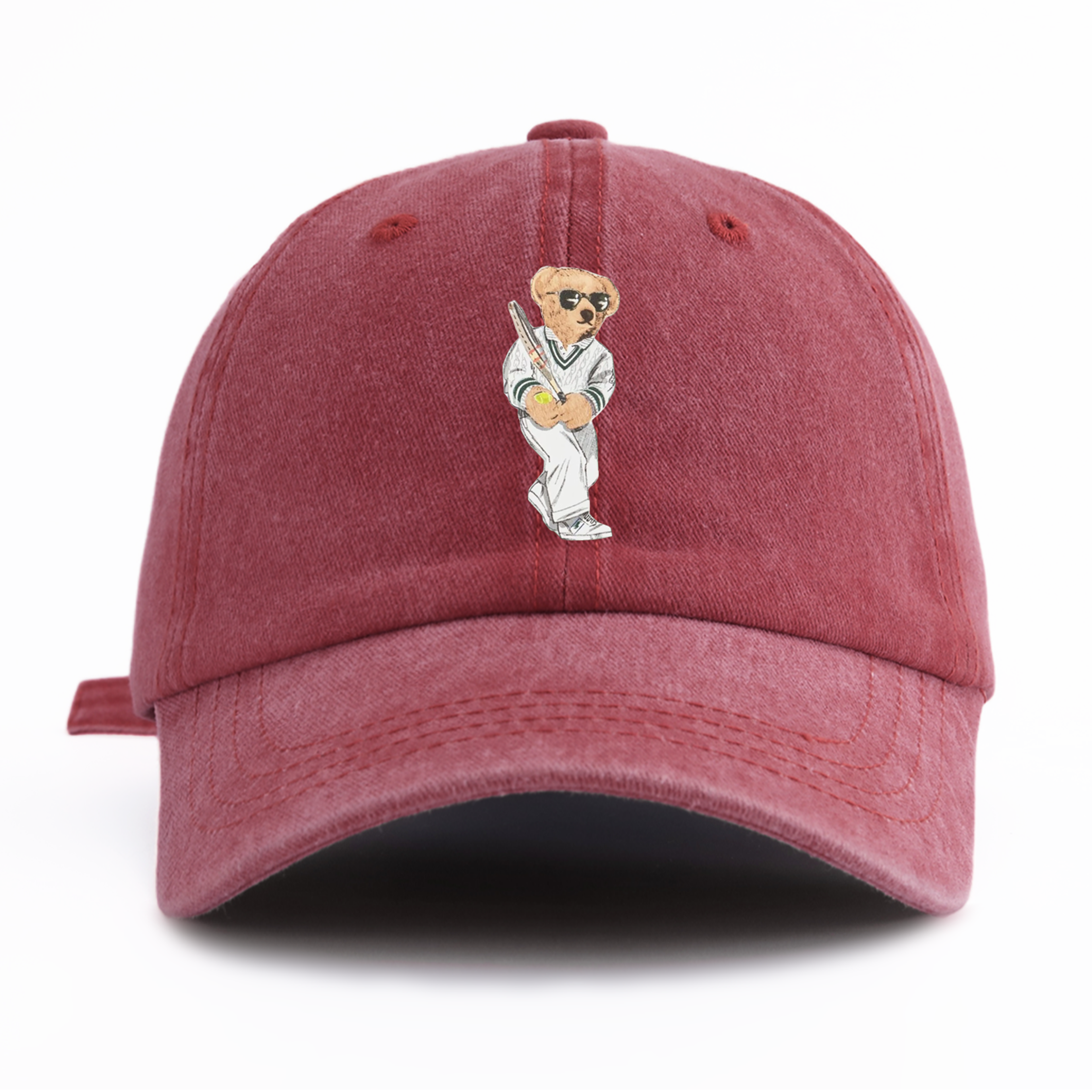 Retro Bear Print Washed Cotton Baseball Cap Adjustable Minimalist Dad Hat – view 11