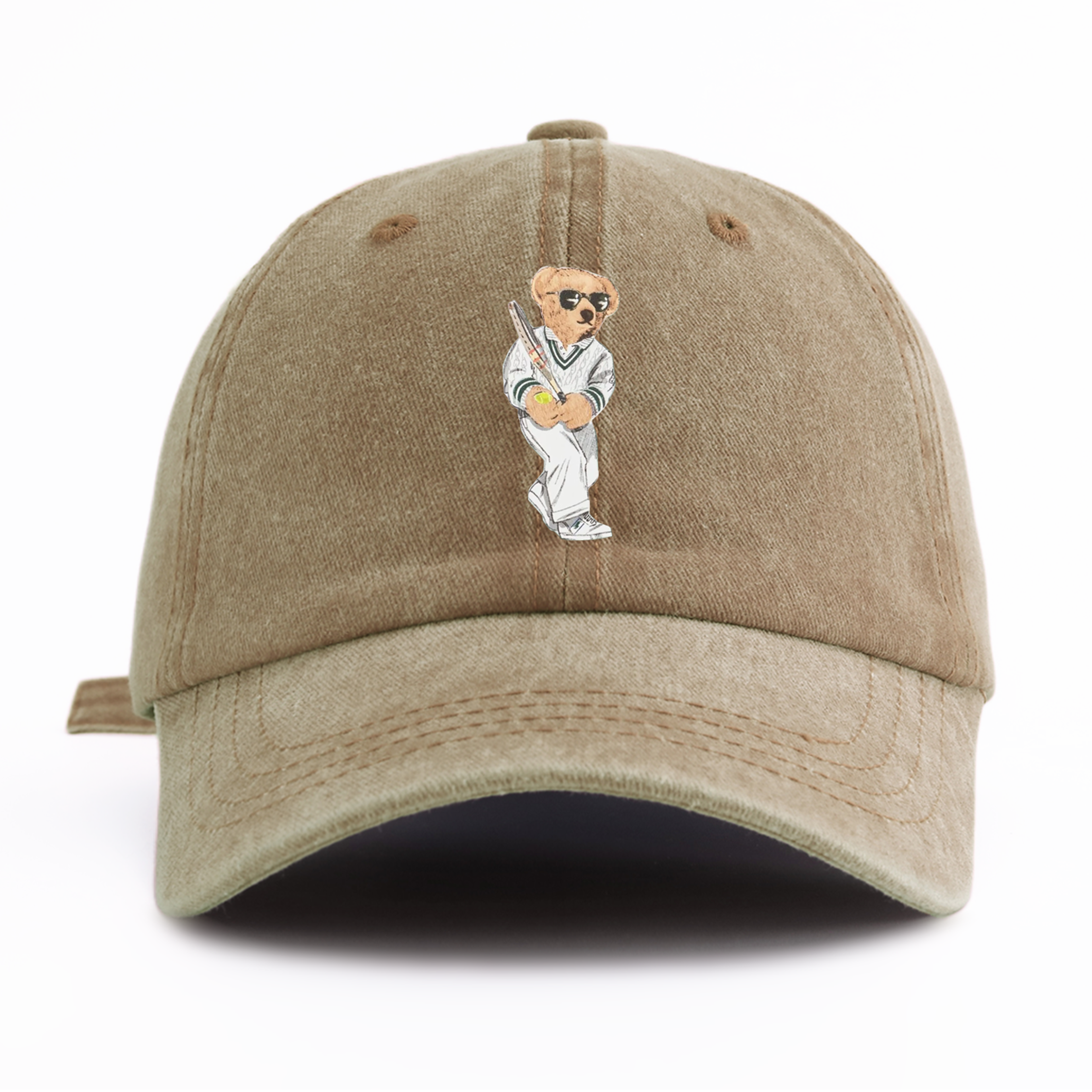 Retro Bear Print Washed Cotton Baseball Cap Adjustable Minimalist Dad Hat – view 13