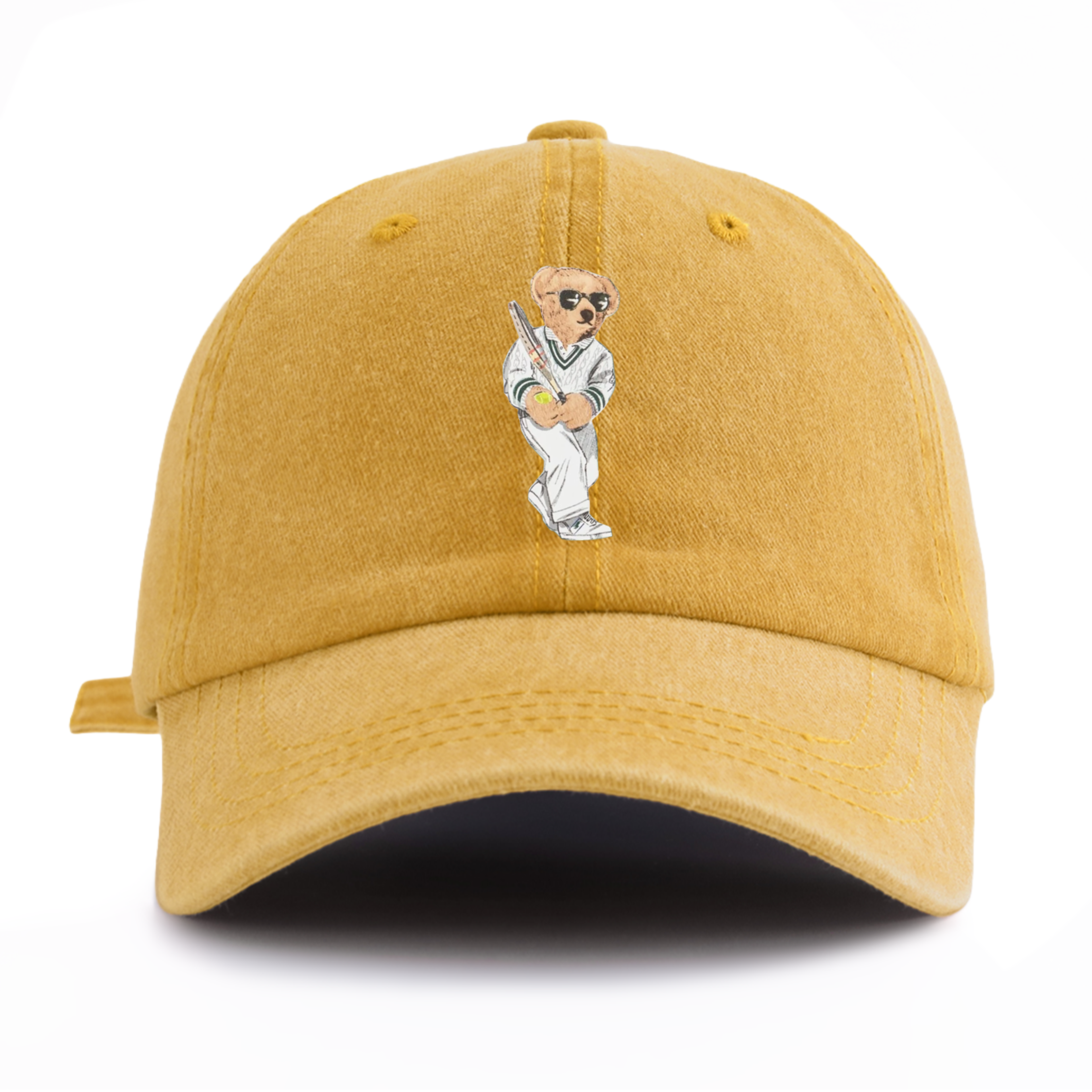 Retro Bear Print Washed Cotton Baseball Cap Adjustable Minimalist Dad Hat – view 16