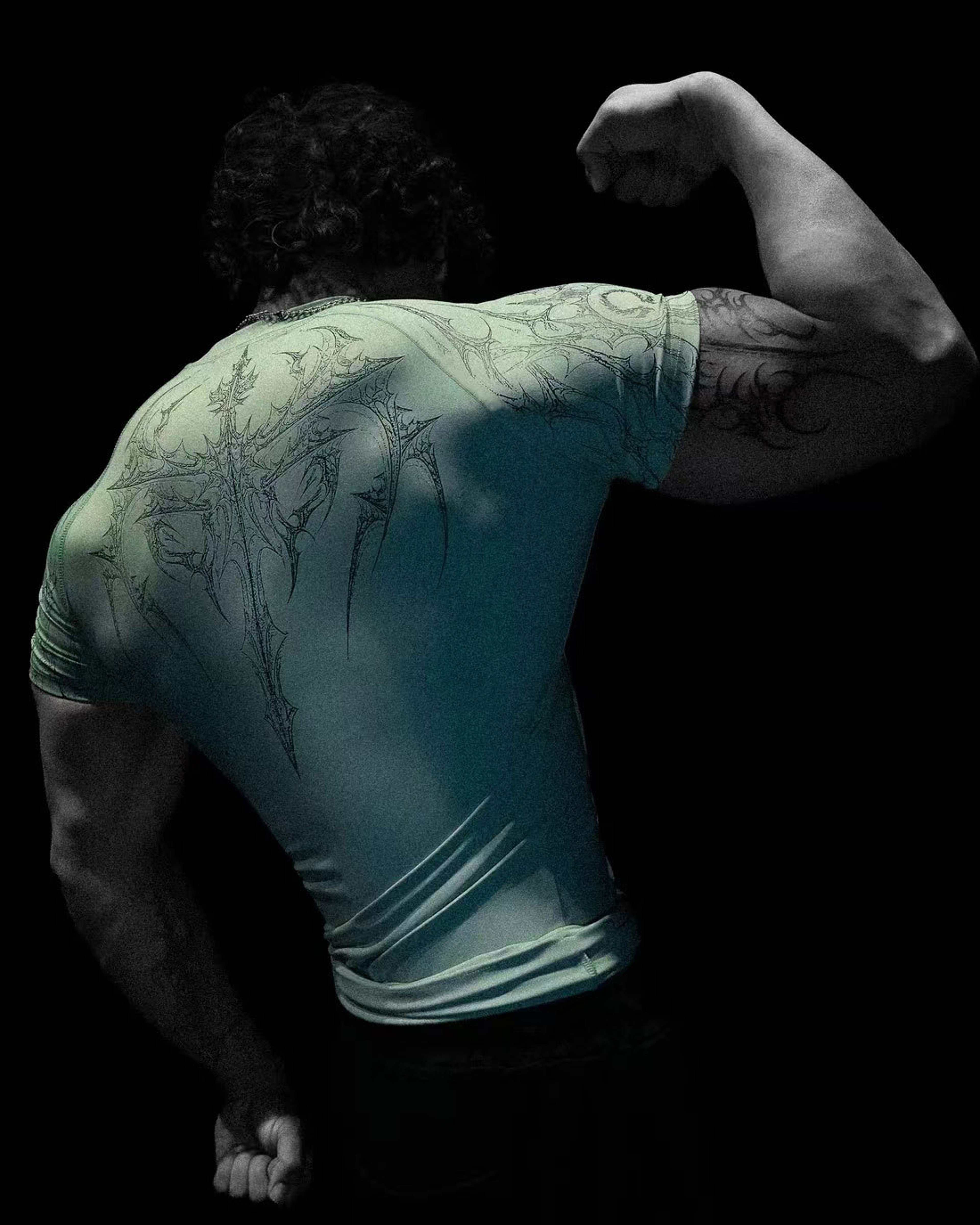 Mens Gothic Print Muscle Tee High Elasticity Gym Workout Shirt 9