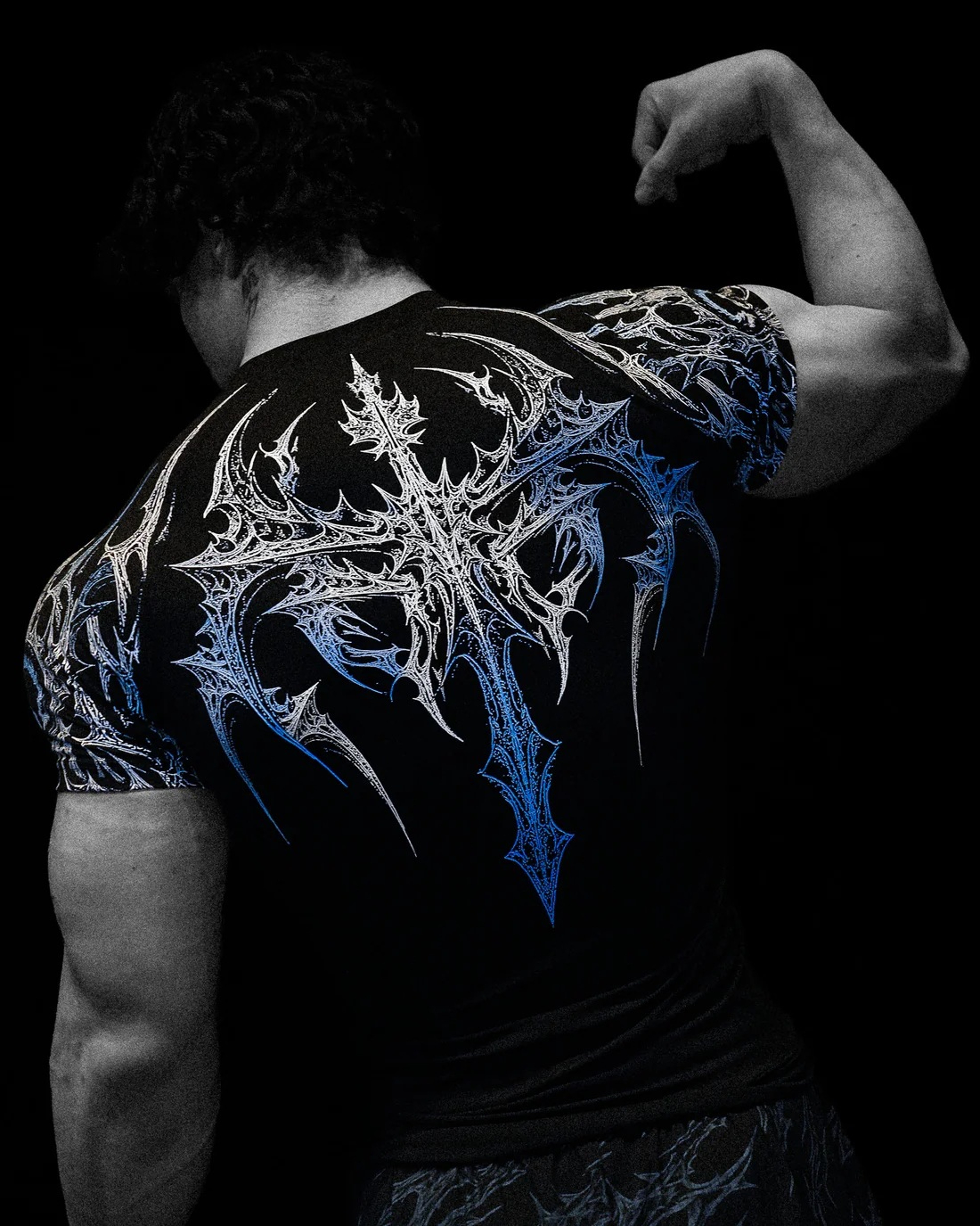Mens Gothic Print Muscle Tee High Elasticity Gym Workout Shirt 13