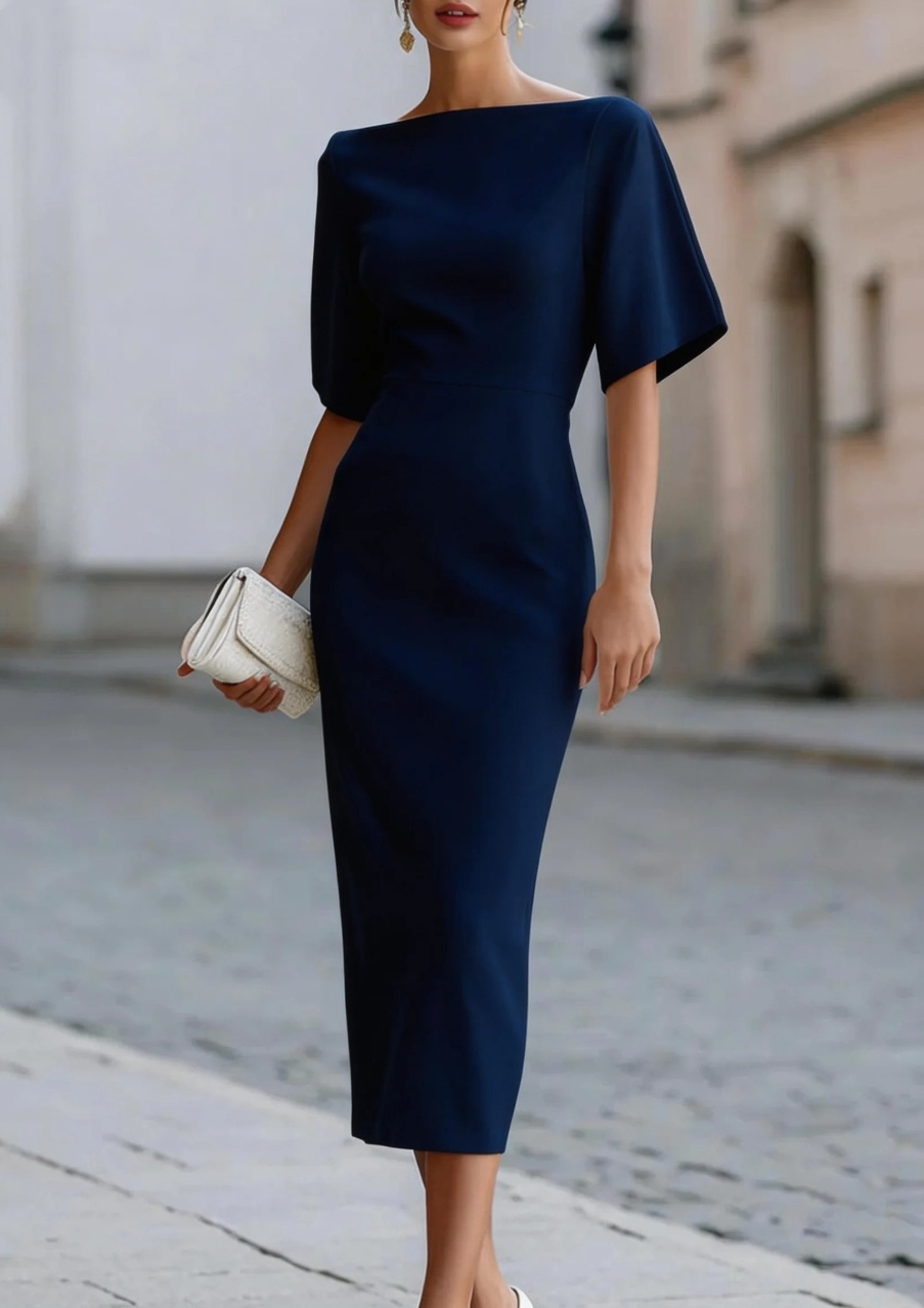 Boat Neck Midi Dress Elegance Elegant Formal Cocktail Party Dress For Women 3