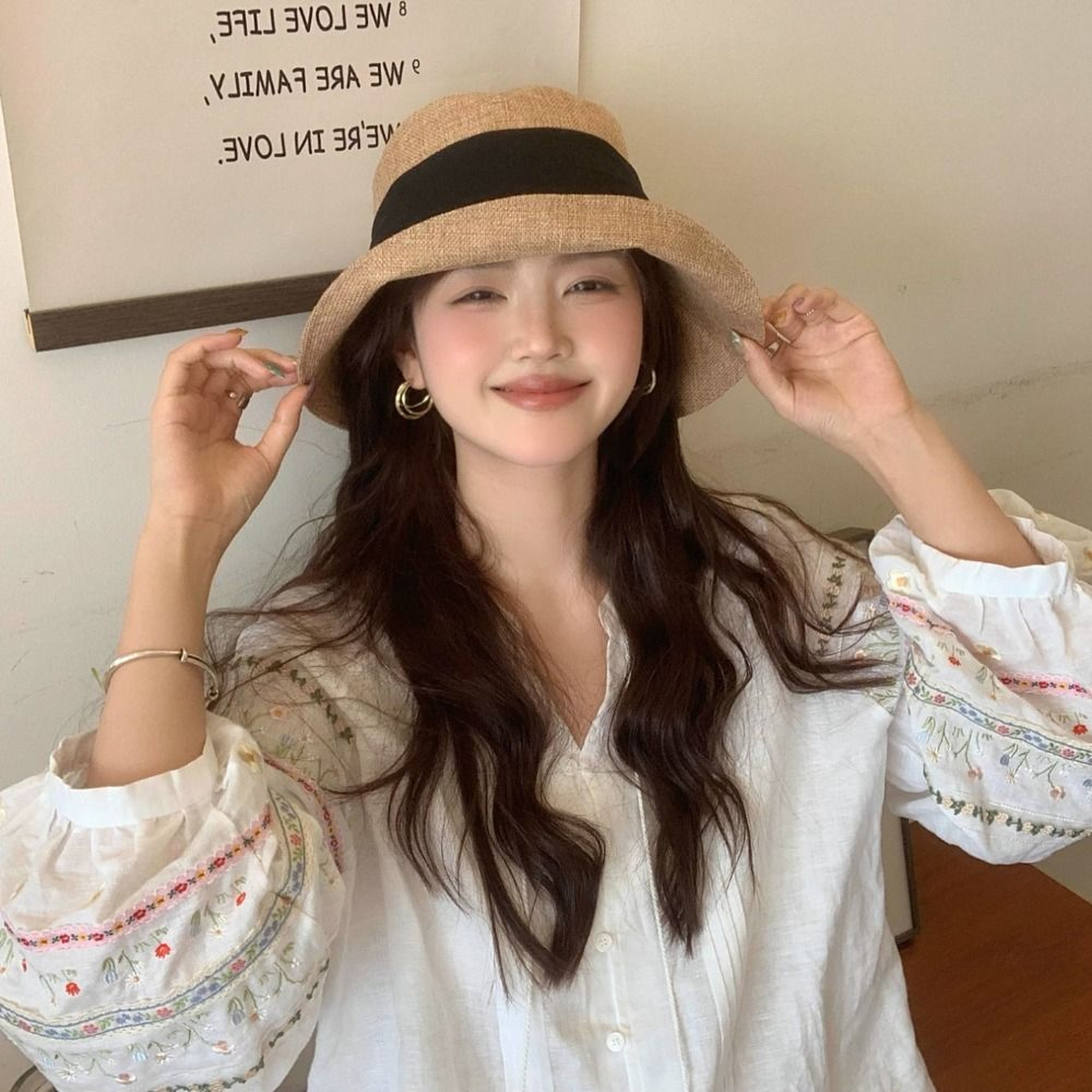 Womens Wide Brim Summer Sun Hat Breathable Bowknot Cotton Linen Fisherman Cap 1